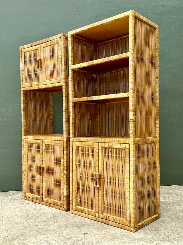 Vintage Woven Rattan Etagere - A Pair — additional photo 2