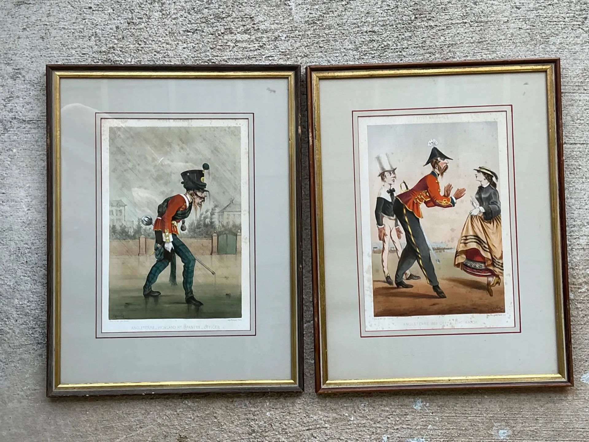 Antique Framed Military Caricature Prints - Pair — additional photo 4