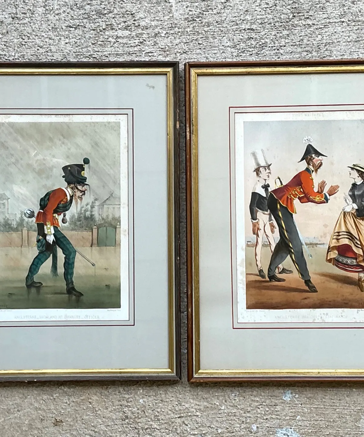 Antique Framed Military Caricature Prints - Pair — additional photo 8