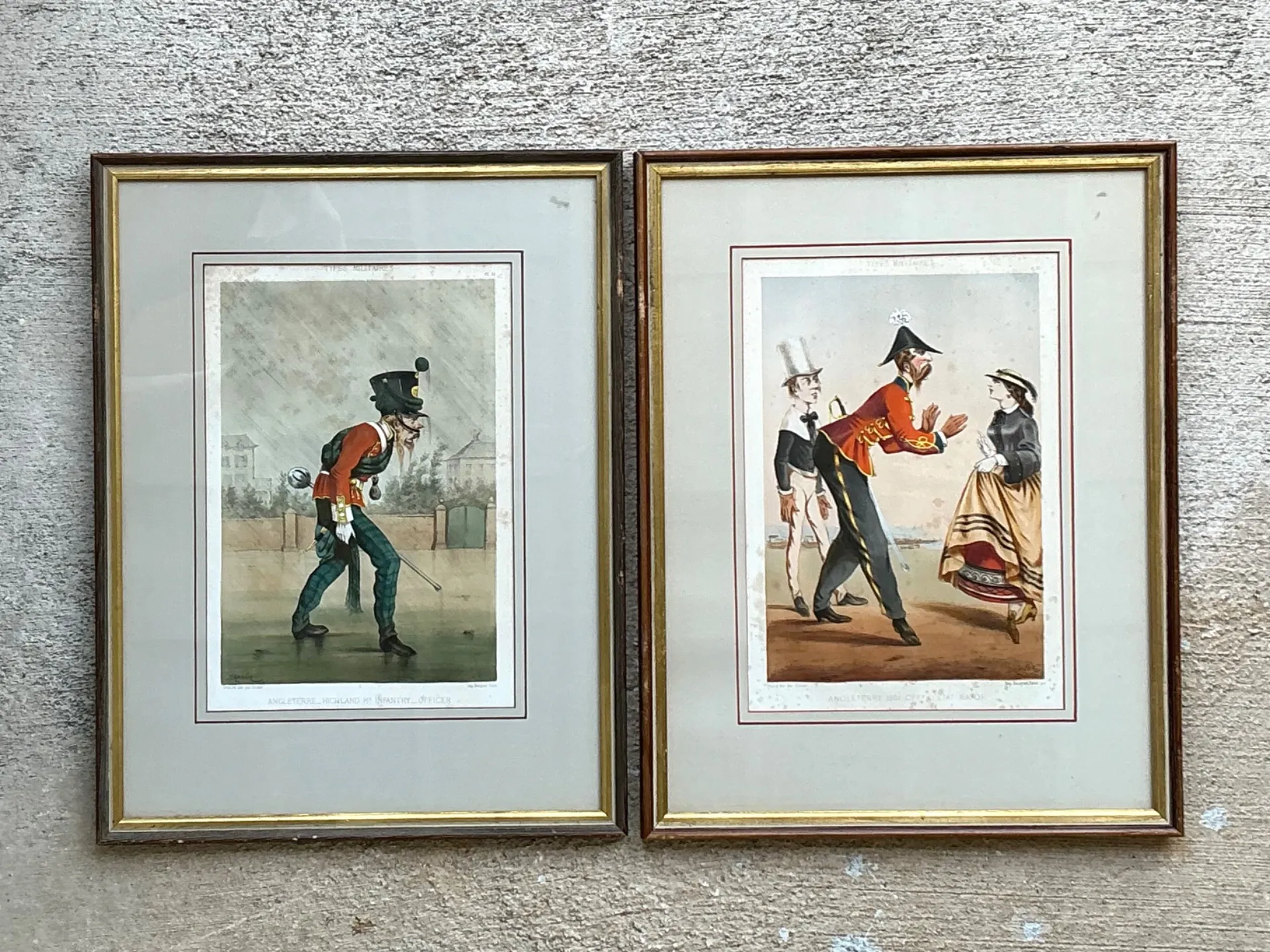 Antique Framed Military Caricature Prints - Pair — additional photo 2