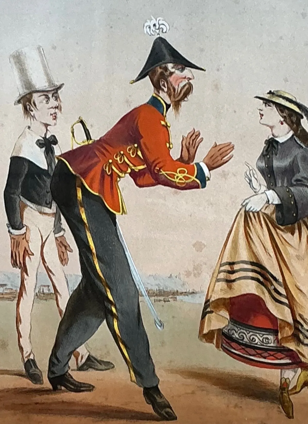 Antique Framed Military Caricature Prints - Pair — additional photo 3