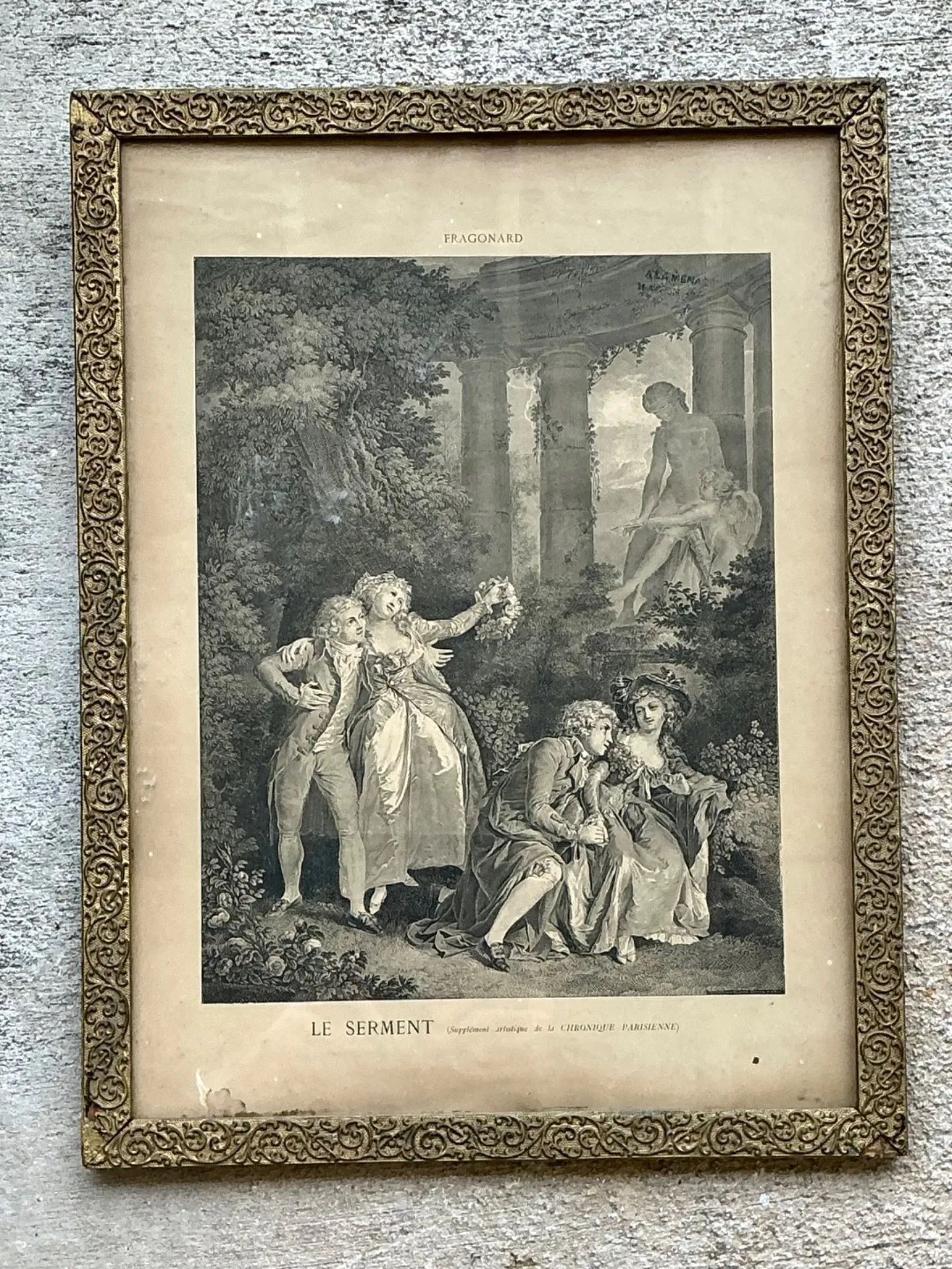 Vintage Fragonard Engraving in Gilt Frame — additional photo 6