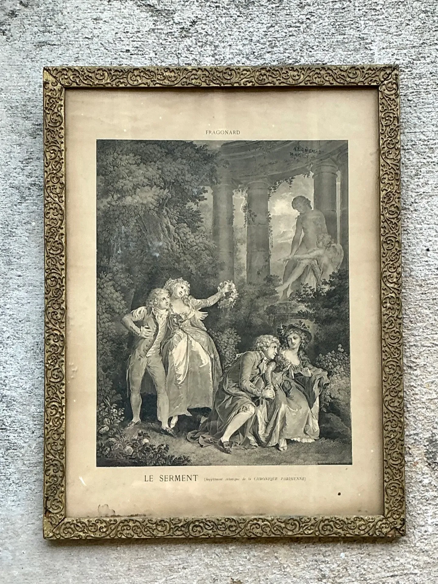 Vintage Fragonard Engraving in Gilt Frame — additional photo 4