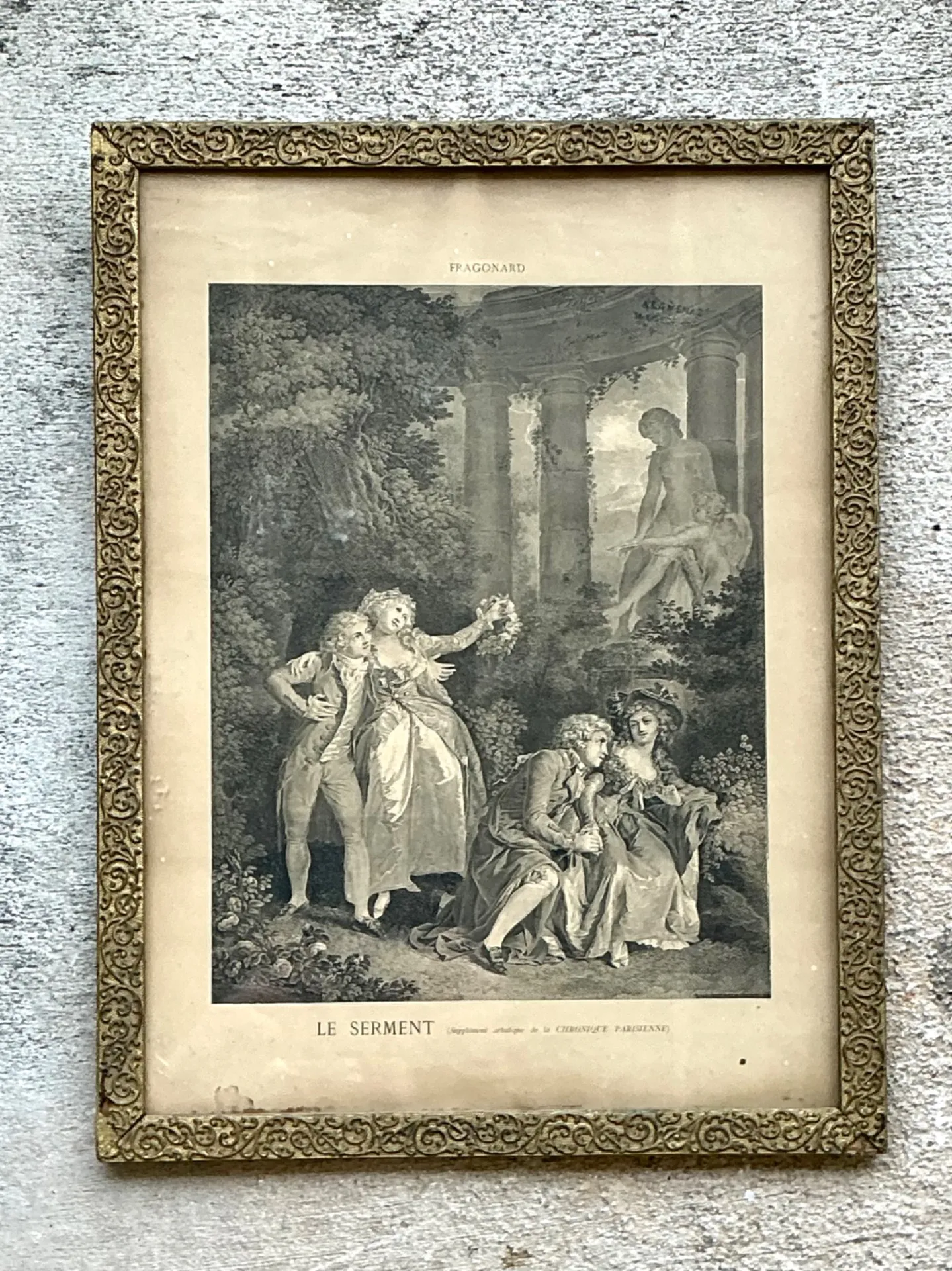 Vintage Fragonard Engraving in Gilt Frame — additional photo 3
