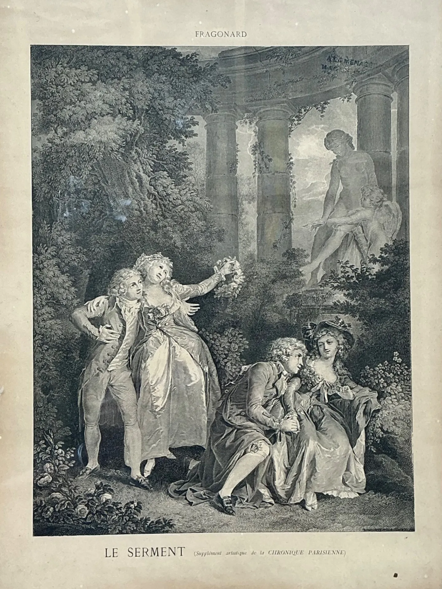 Vintage Fragonard Engraving in Gilt Frame — additional photo 2