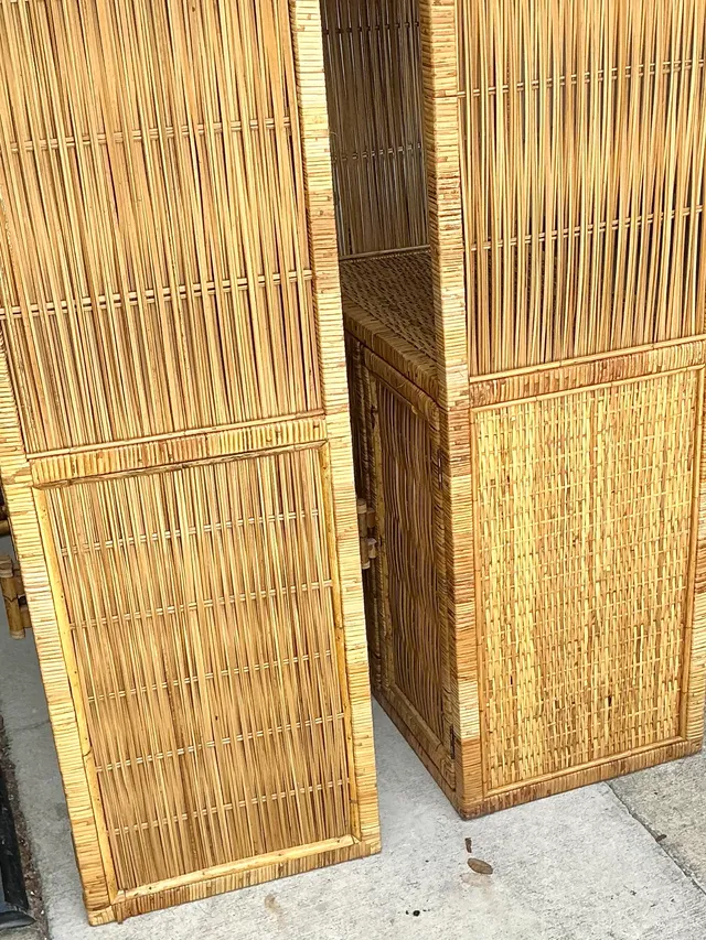Vintage Woven Rattan Etagere - A Pair — additional photo 4