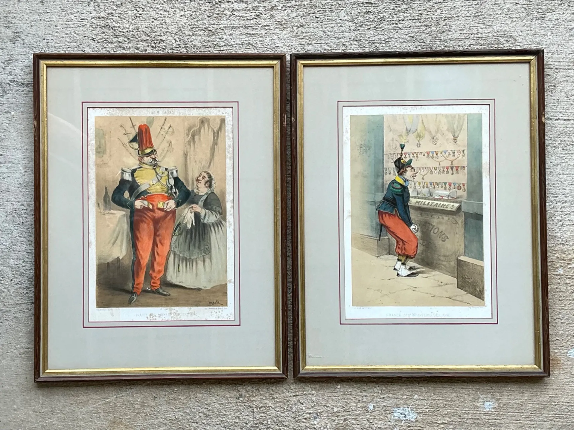 Antique Framed Military Caricature Prints - Pair — additional photo 6