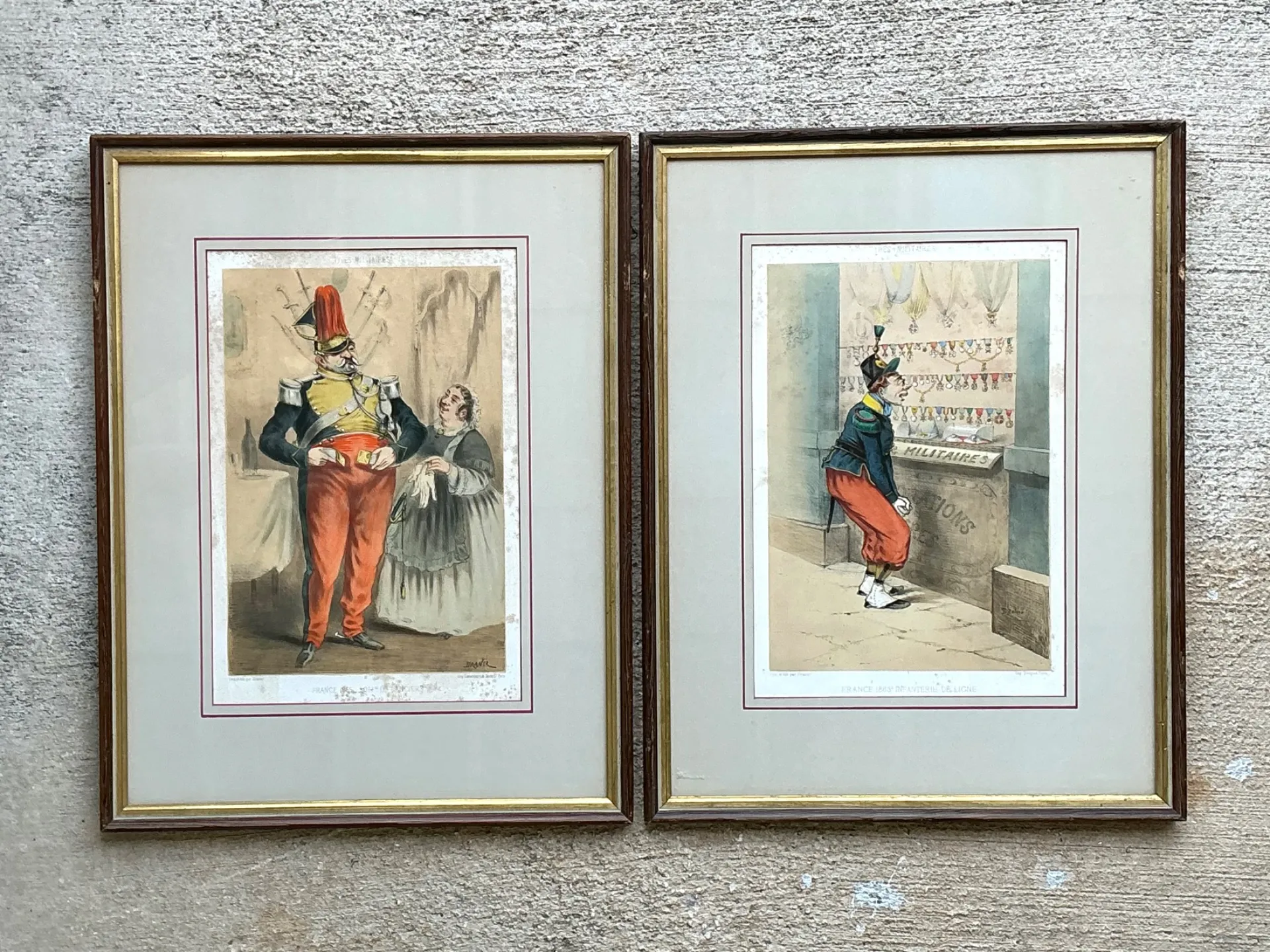 Antique Framed Military Caricature Prints - Pair — additional photo 8