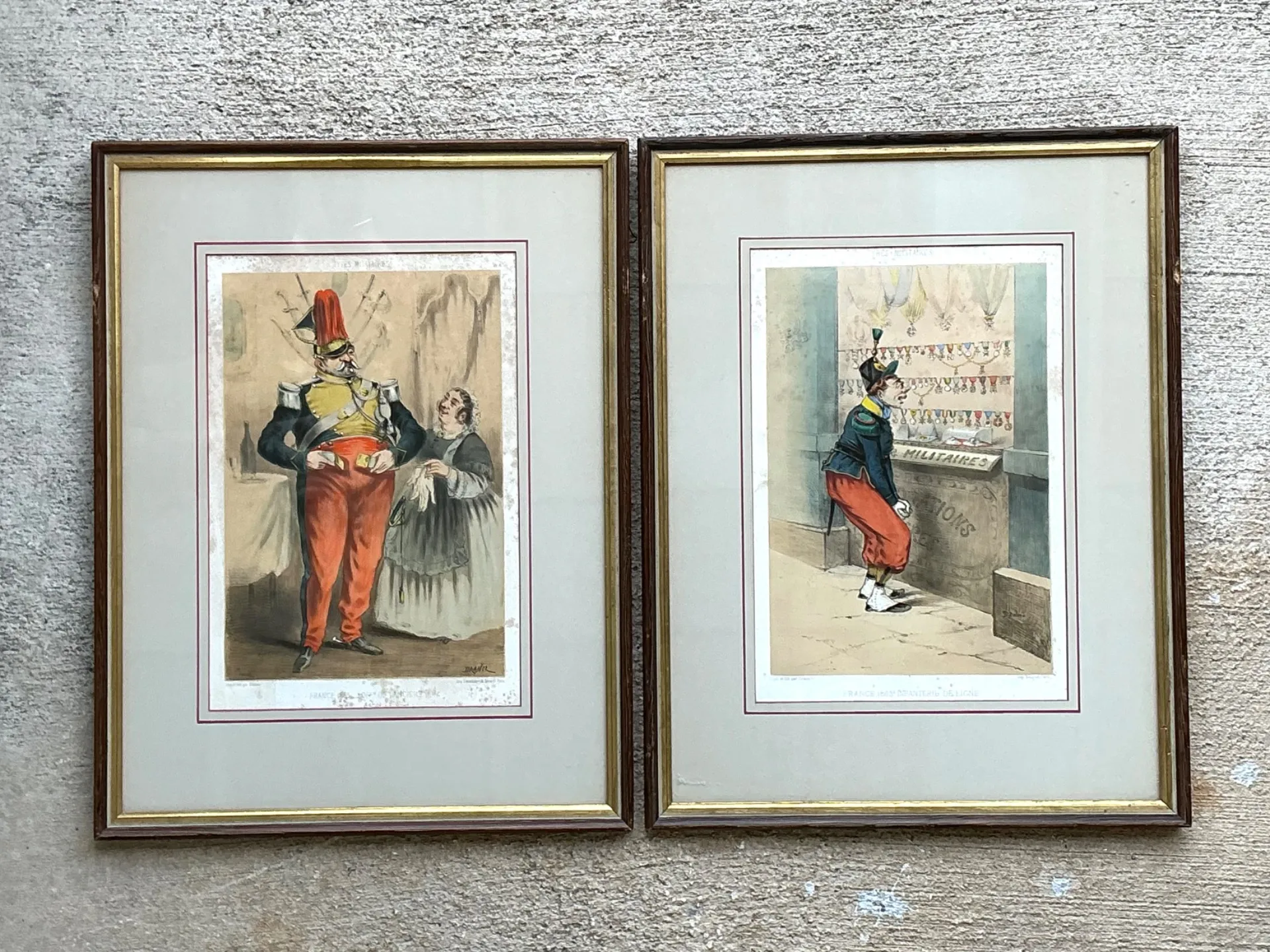 Antique Framed Military Caricature Prints - Pair — additional photo 5
