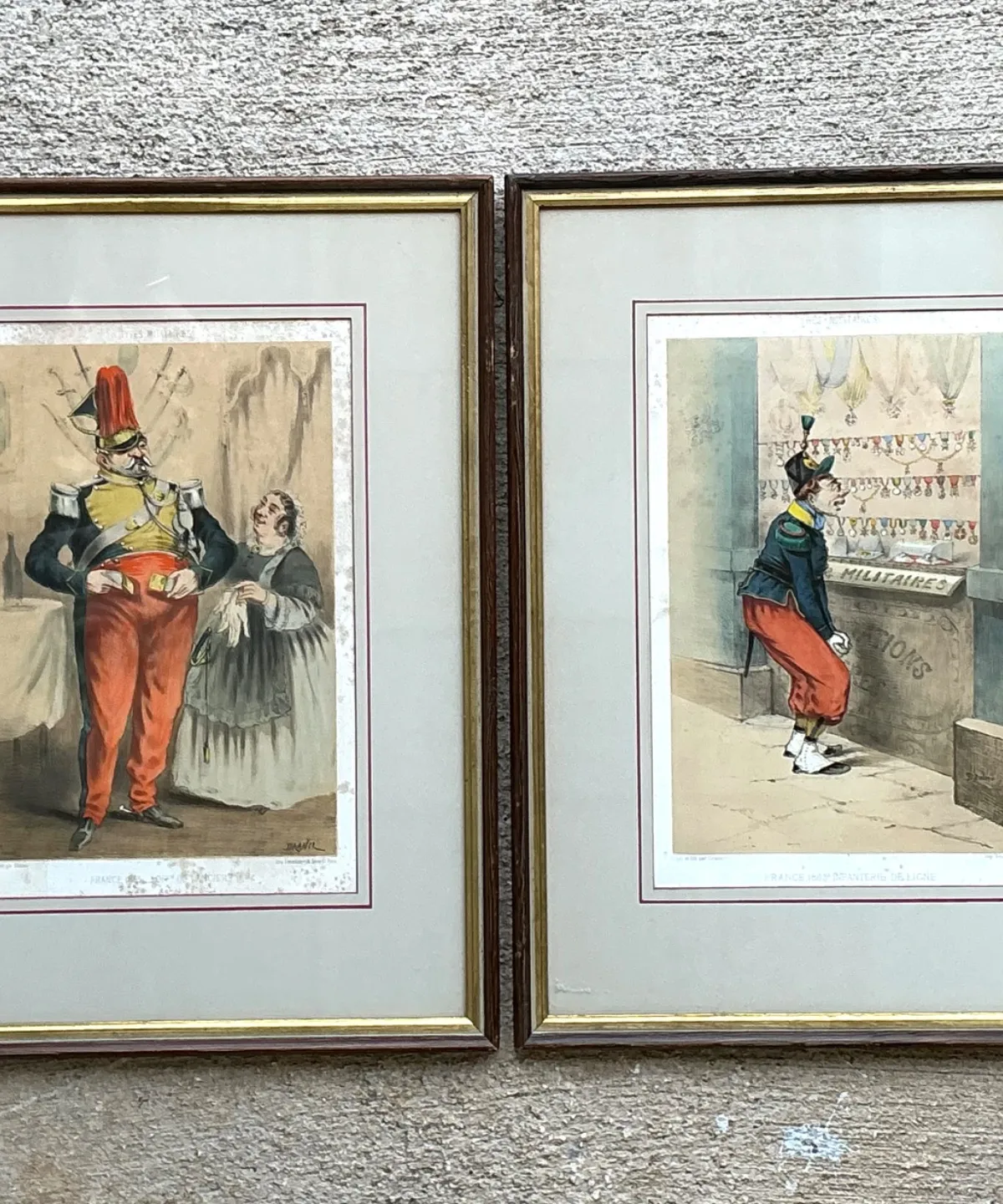 Antique Framed Military Caricature Prints - Pair — additional photo 5