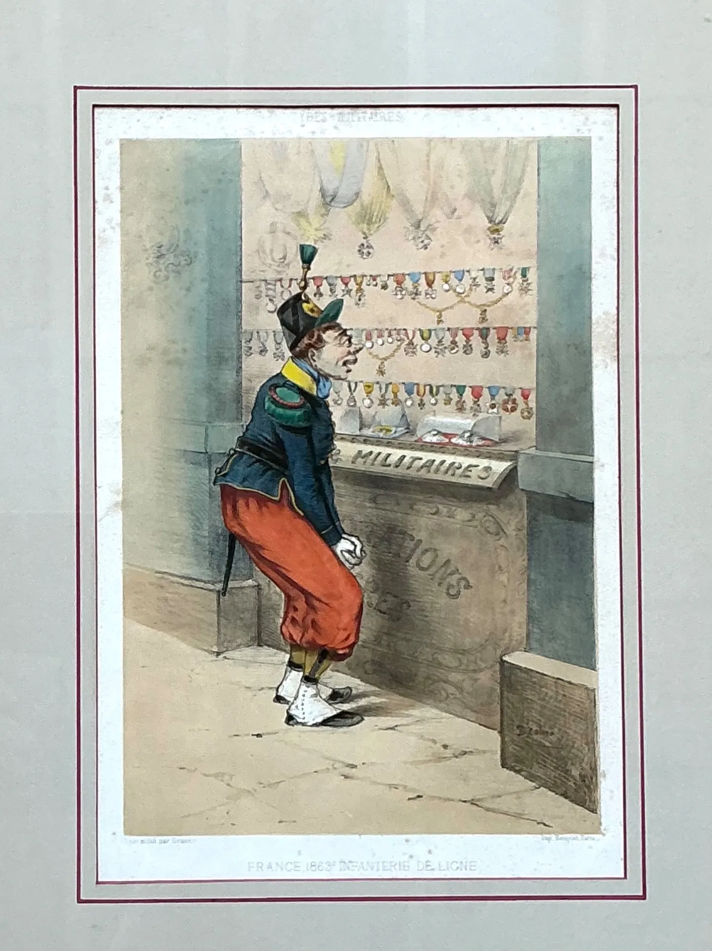 Antique Framed Military Caricature Prints - Pair — additional photo 3