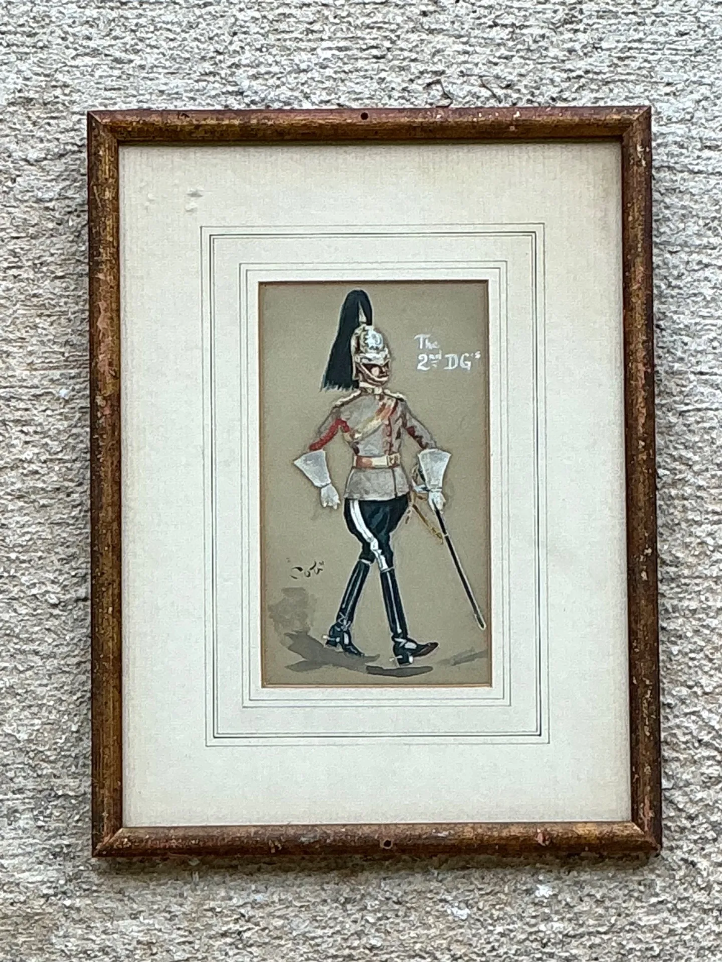 Antique Cavalry Officer Illustration in Wood Frame — additional photo 7