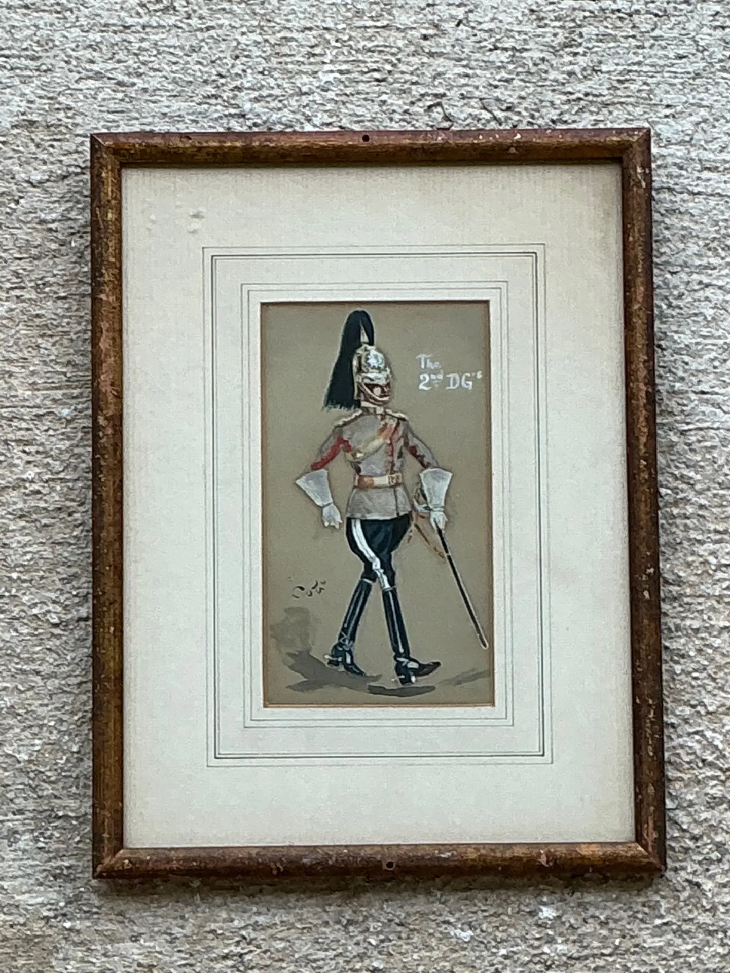 Antique Cavalry Officer Illustration in Wood Frame — additional photo 6