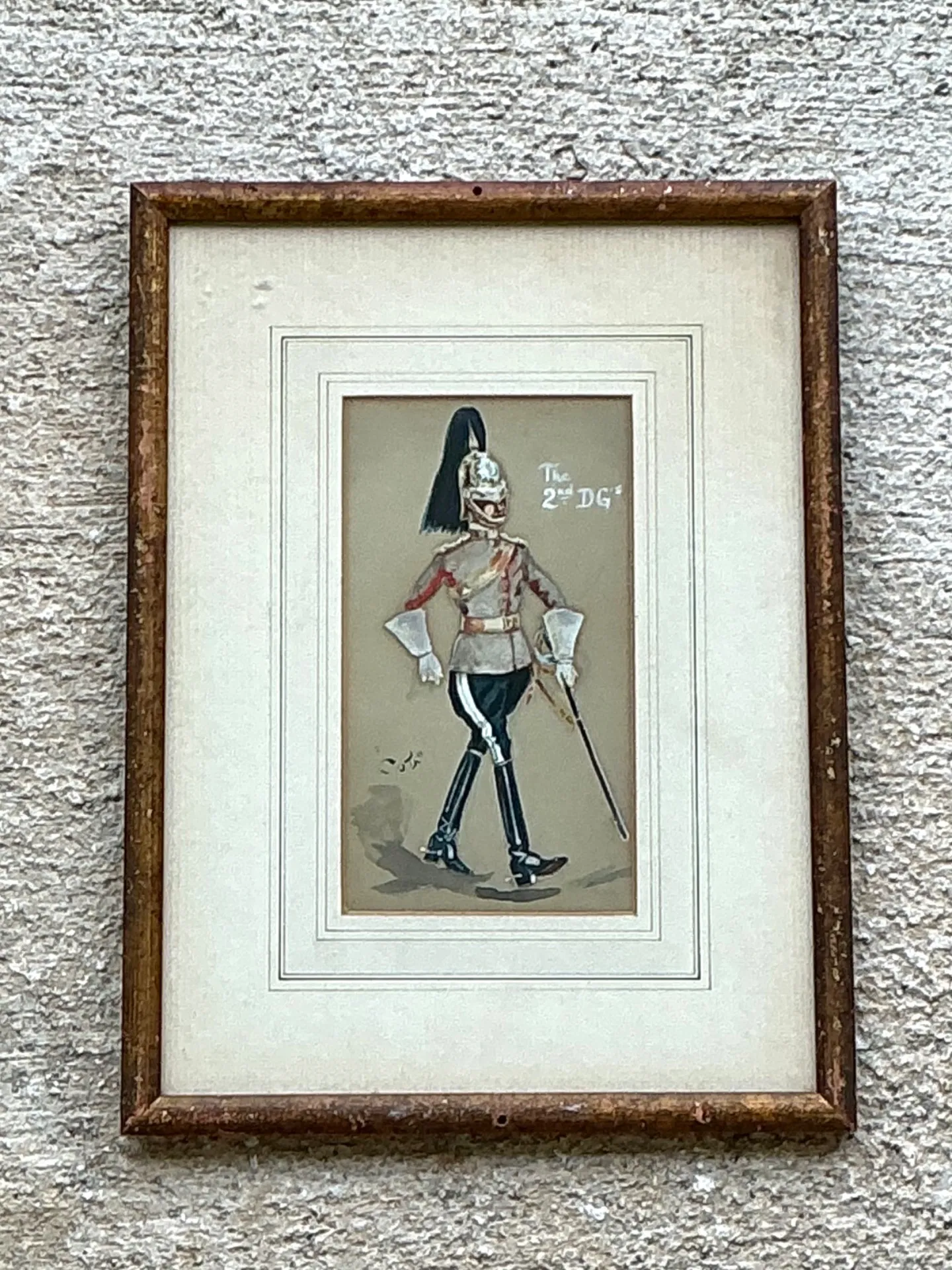Antique Cavalry Officer Illustration in Wood Frame — additional photo 5