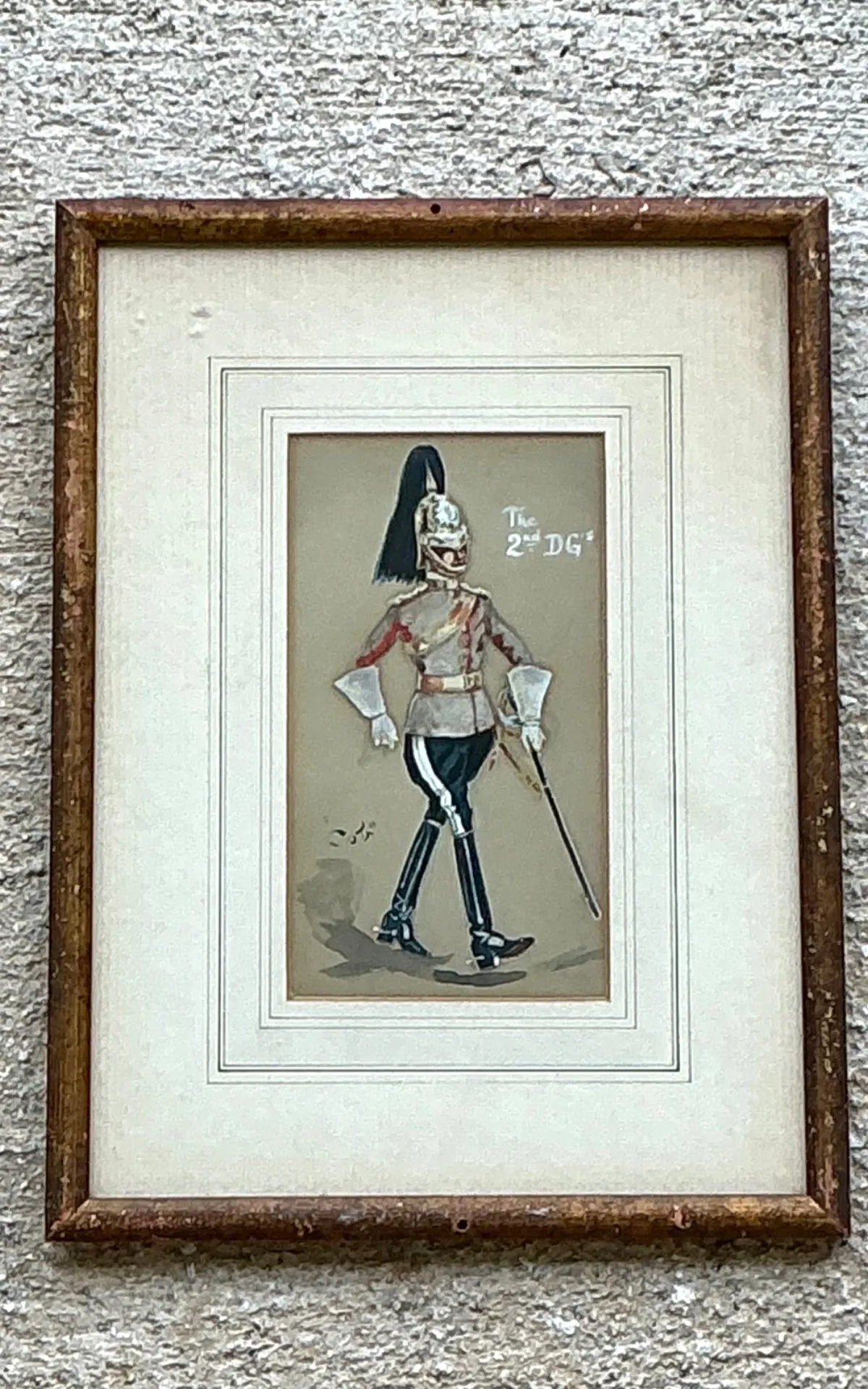 Antique Cavalry Officer Illustration in Wood Frame — additional photo 5