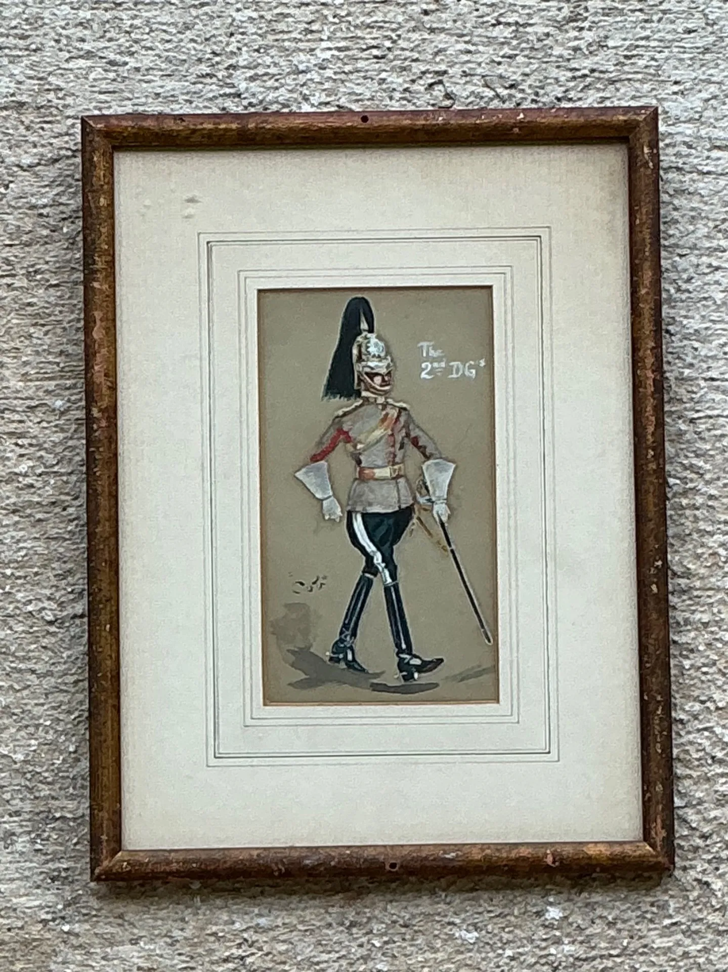Antique Cavalry Officer Illustration in Wood Frame — additional photo 2