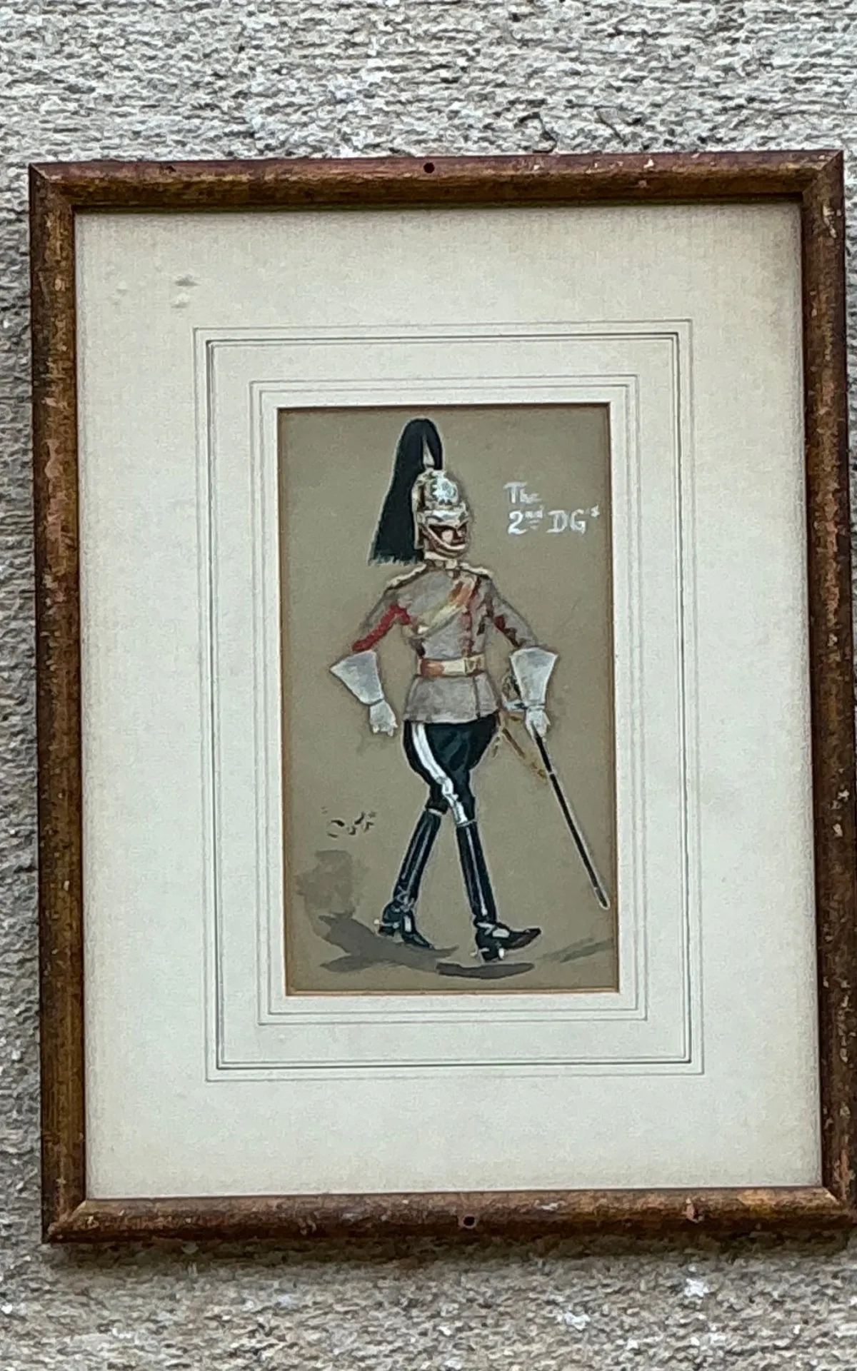 Antique Cavalry Officer Illustration in Wood Frame — additional photo 2