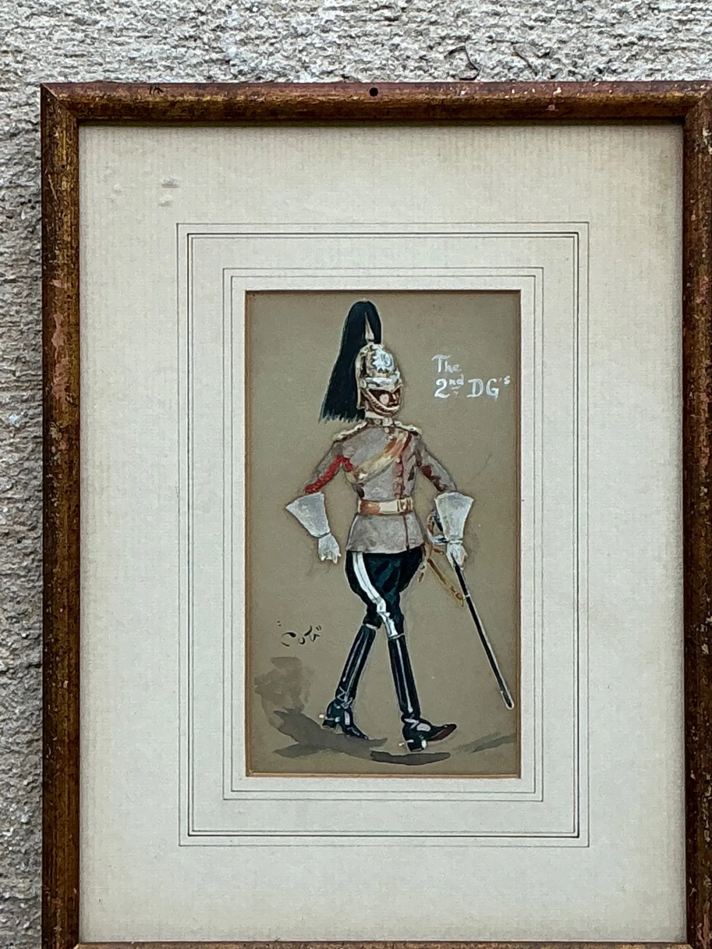Antique Cavalry Officer Illustration in Wood Frame — additional photo 4
