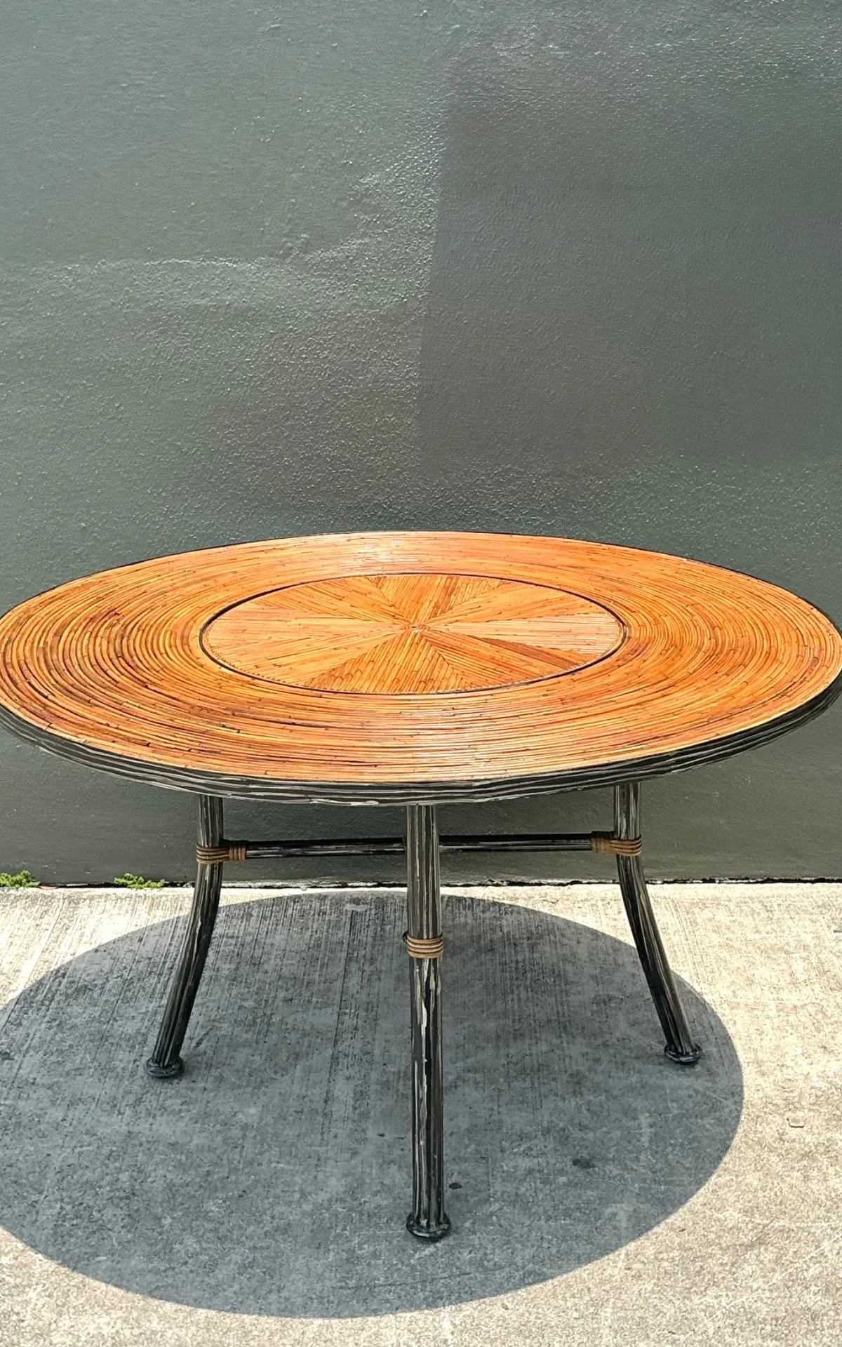 Vintage Pencil Reed and Metal Dining Table — additional photo 2