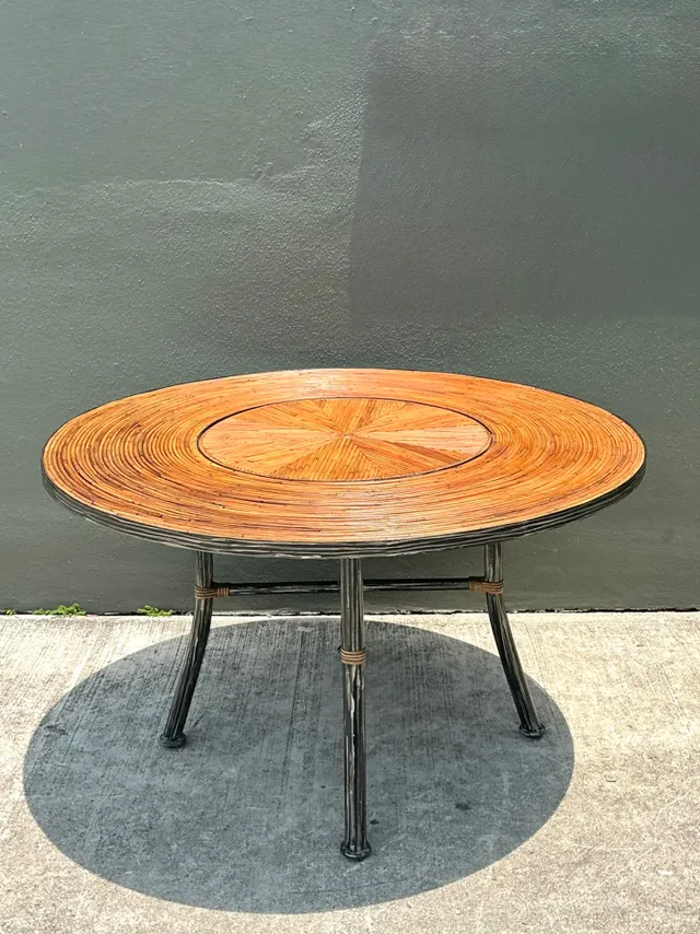Vintage Pencil Reed and Metal Dining Table — additional photo 2