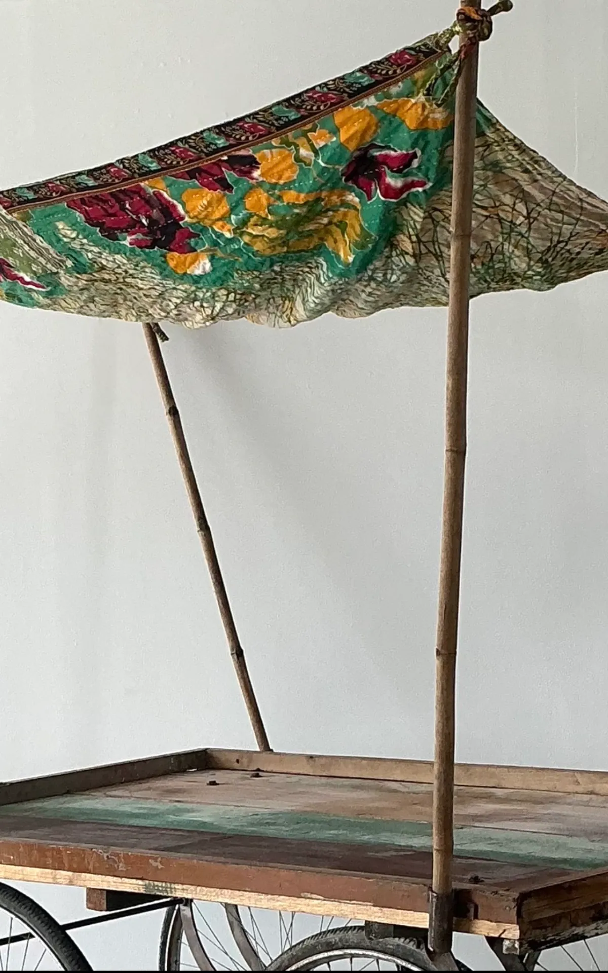 Vintage Wooden Market Cart with Fabric Canopy — additional photo 6
