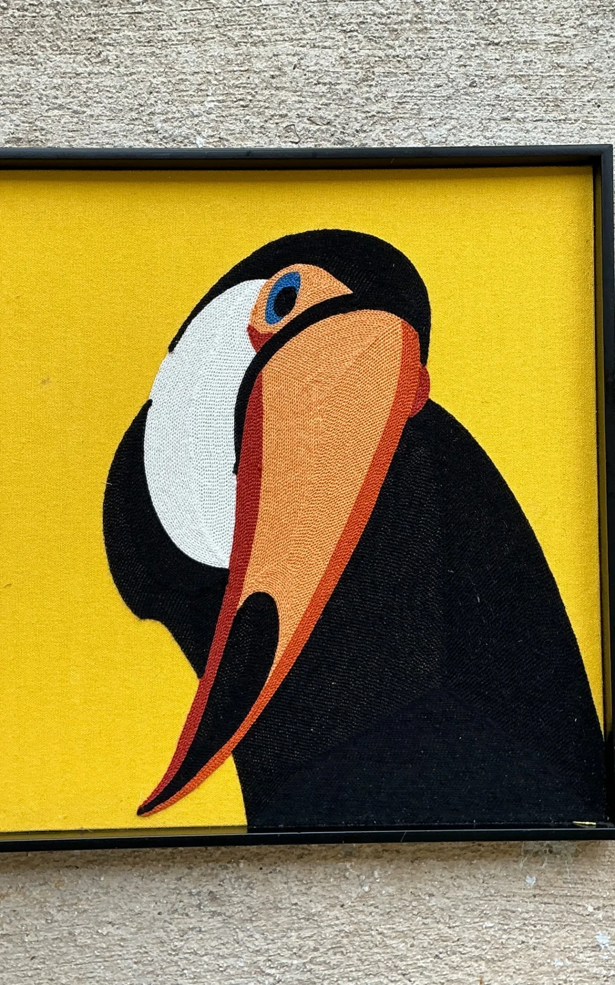 Vintage Framed Toucan Textile Art — additional photo 4