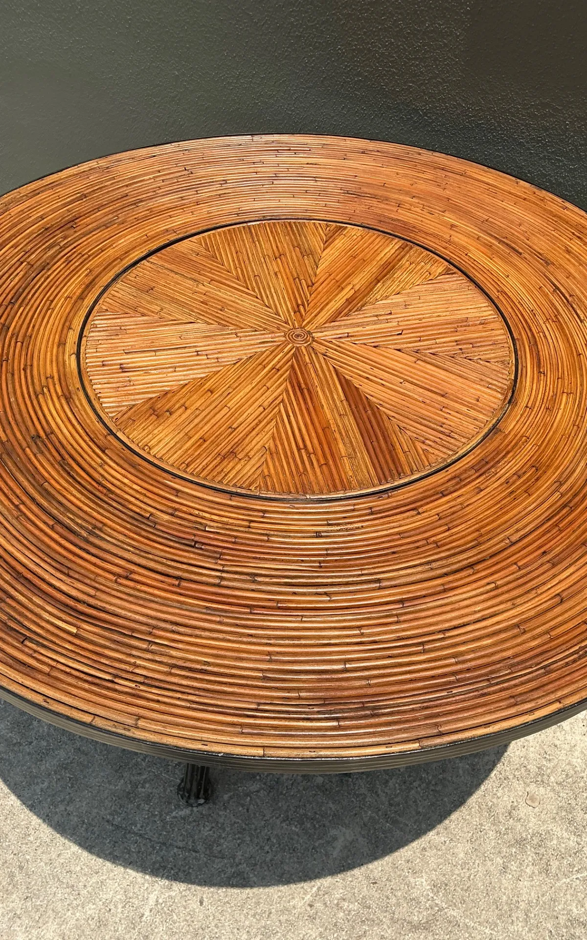 Vintage Pencil Reed and Metal Dining Table — additional photo 5