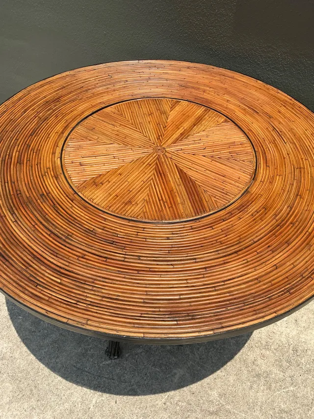 Vintage Pencil Reed and Metal Dining Table — additional photo 5