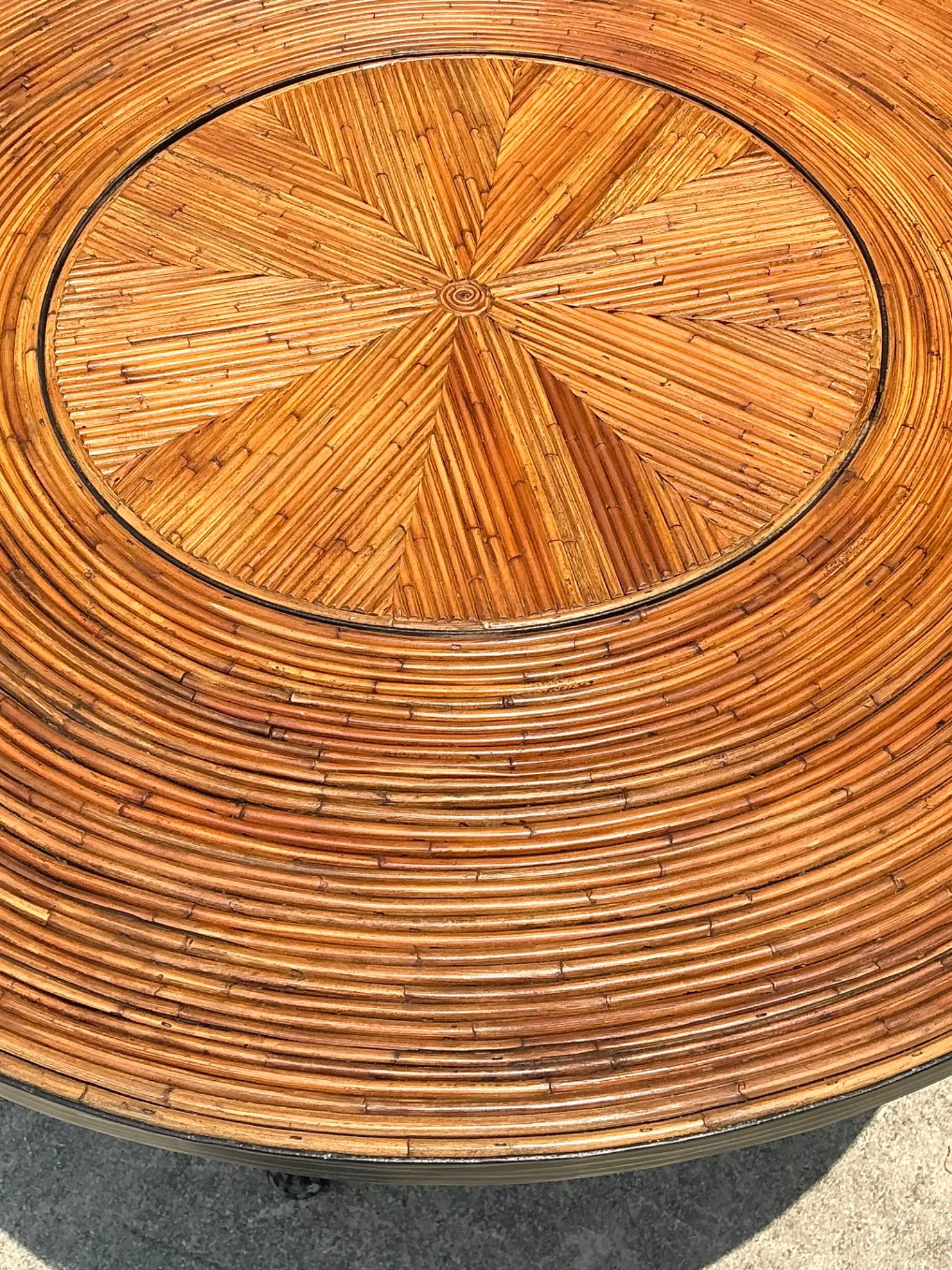Vintage Pencil Reed and Metal Dining Table — additional photo 7
