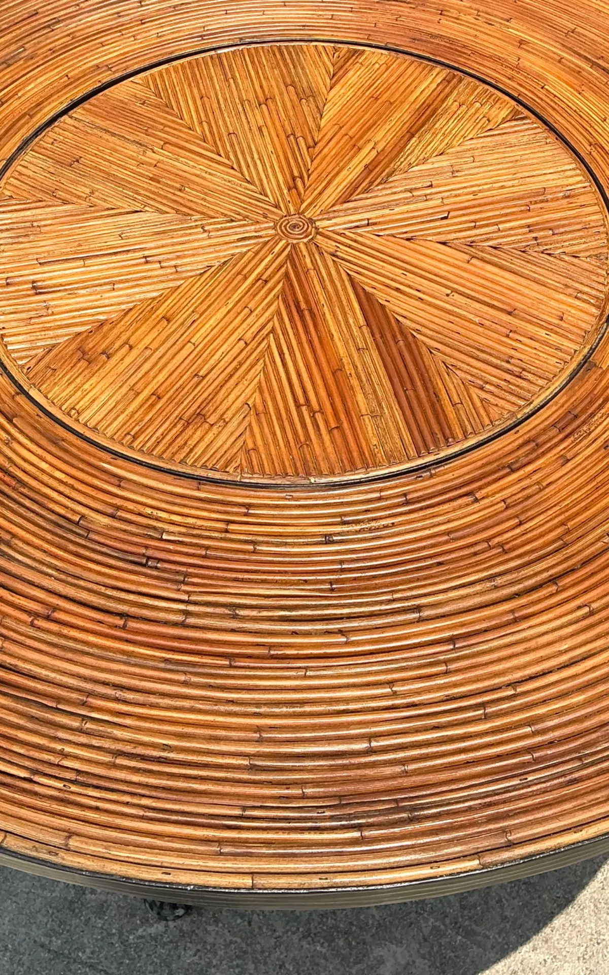Vintage Pencil Reed and Metal Dining Table — additional photo 7