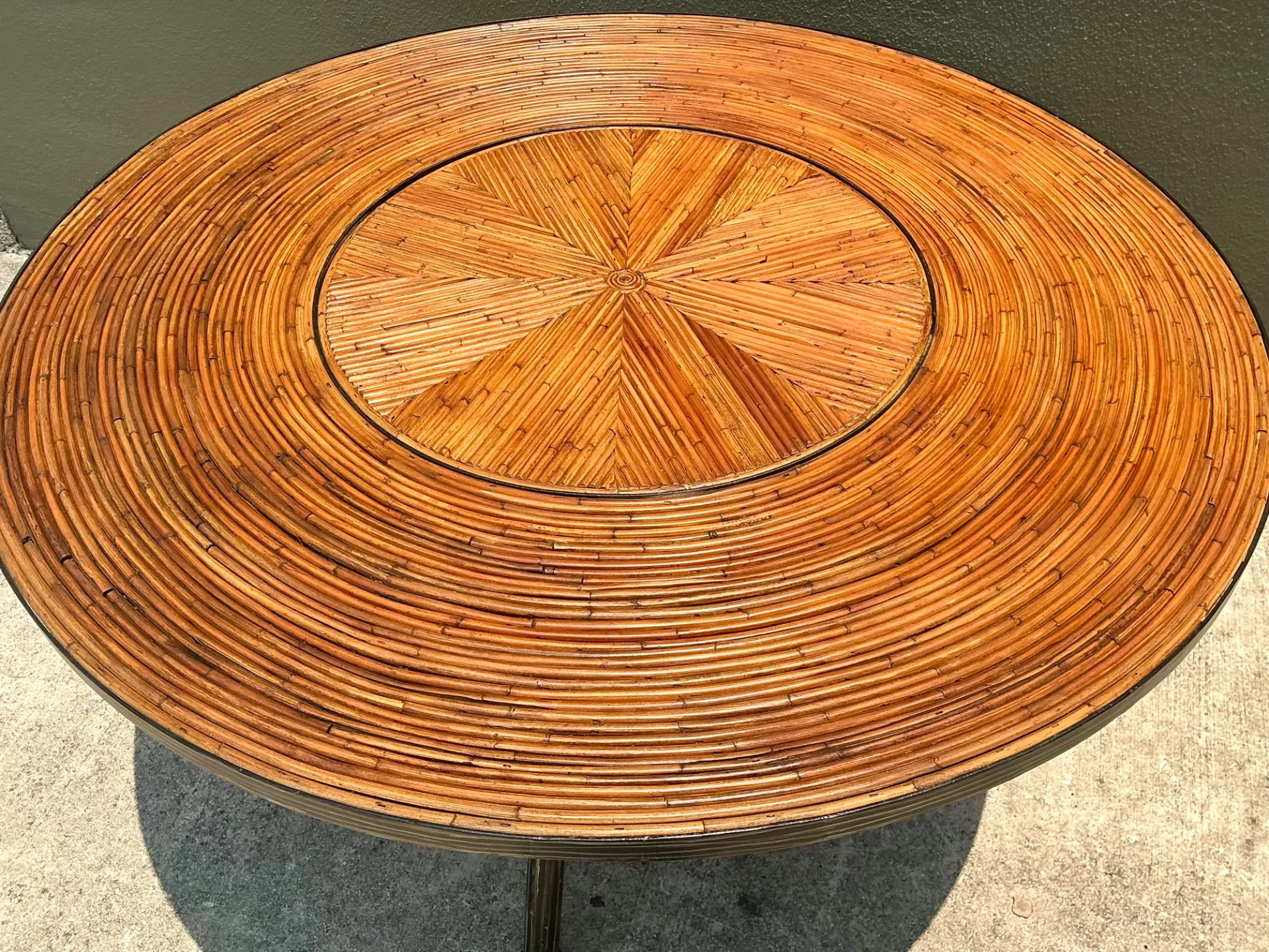Vintage Pencil Reed and Metal Dining Table — additional photo 8