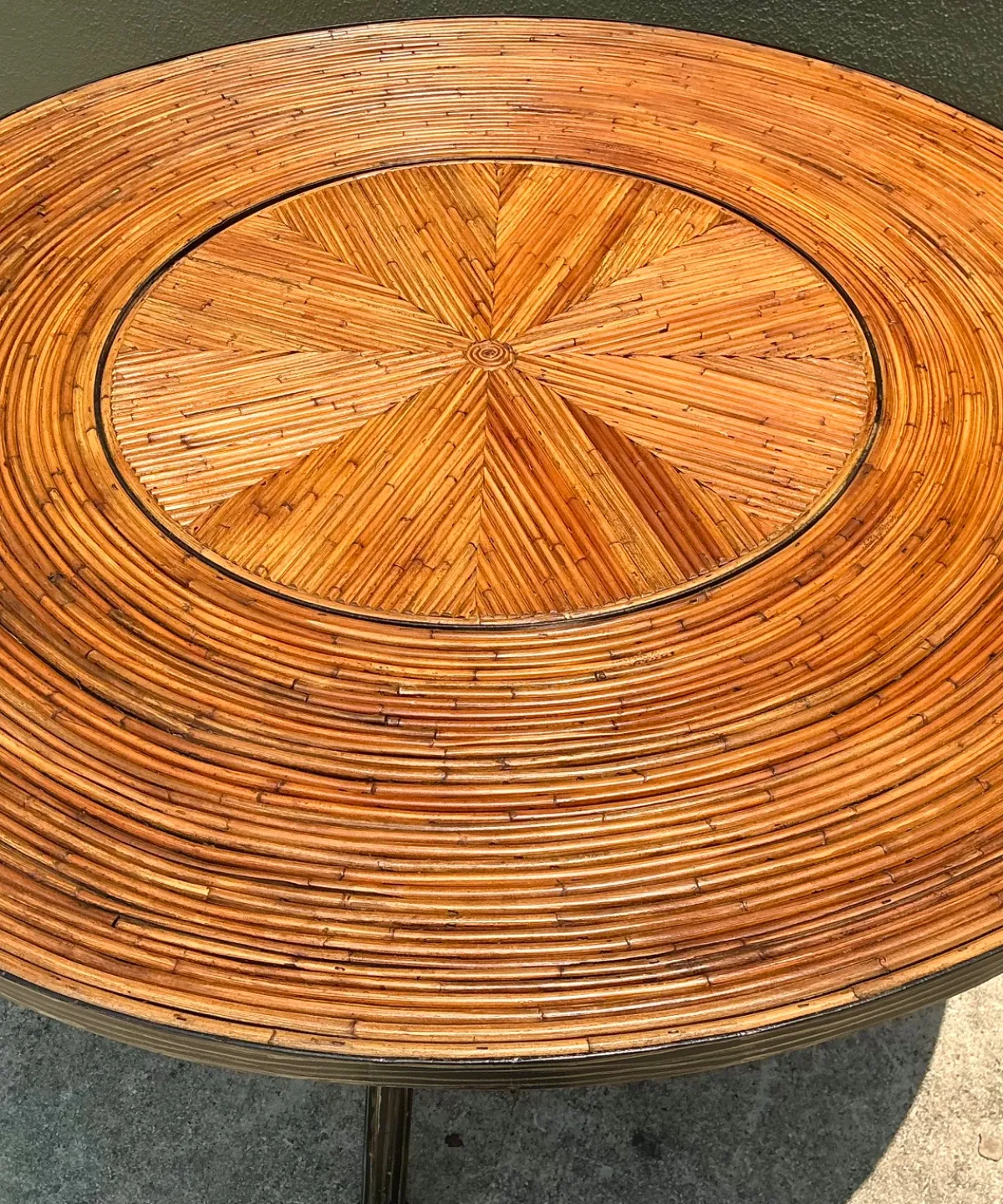 Vintage Pencil Reed and Metal Dining Table — additional photo 8