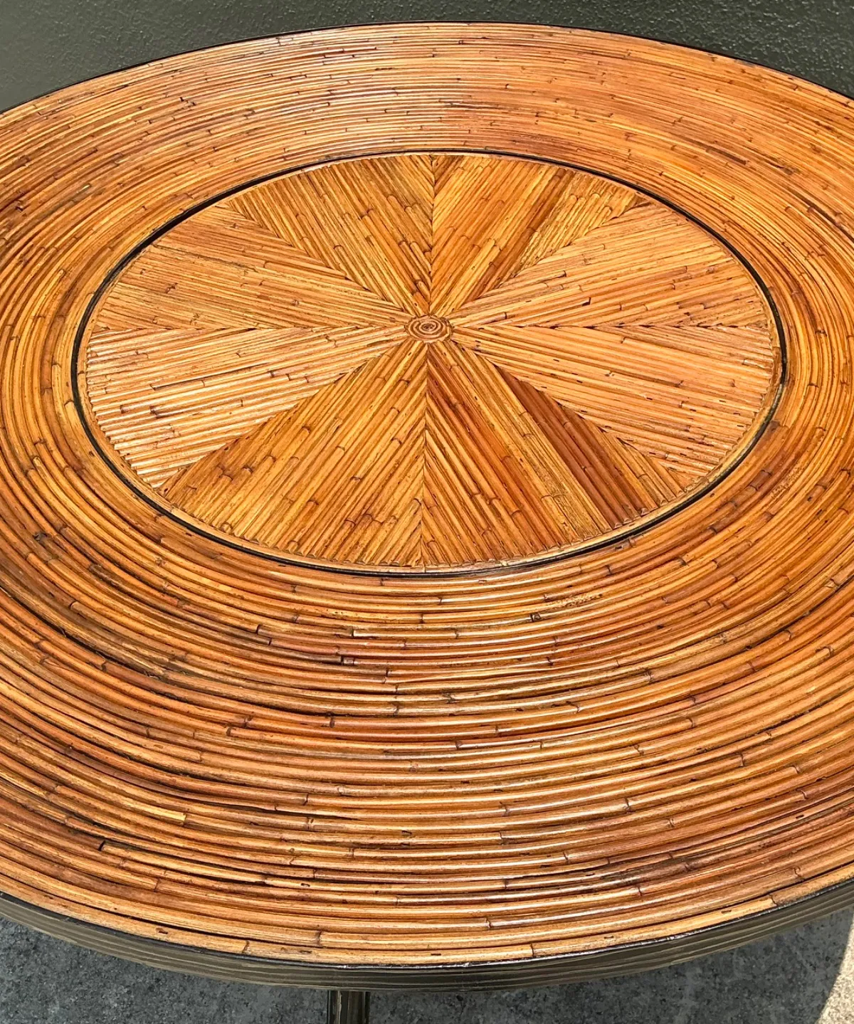 Vintage Pencil Reed and Metal Dining Table