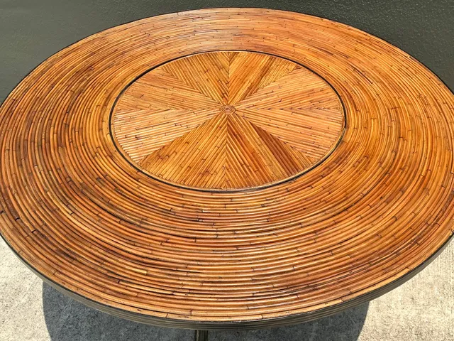 Vintage Pencil Reed and Metal Dining Table — additional photo 1