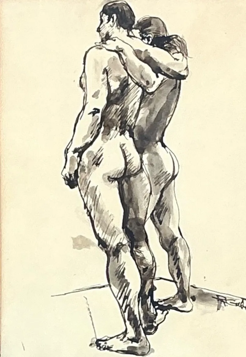 Vintage Original 1977 Framed Figurative Male Nudes — additional photo 2