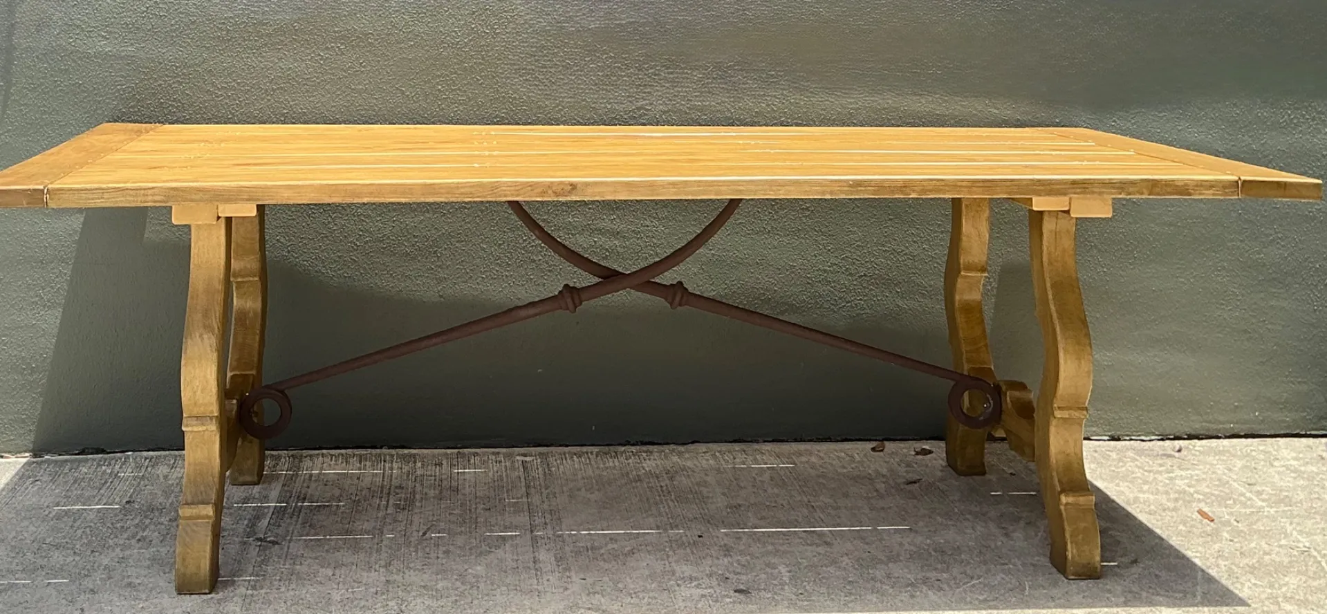 Vintage Wood Lyre Farmhouse Style Table — additional photo 1