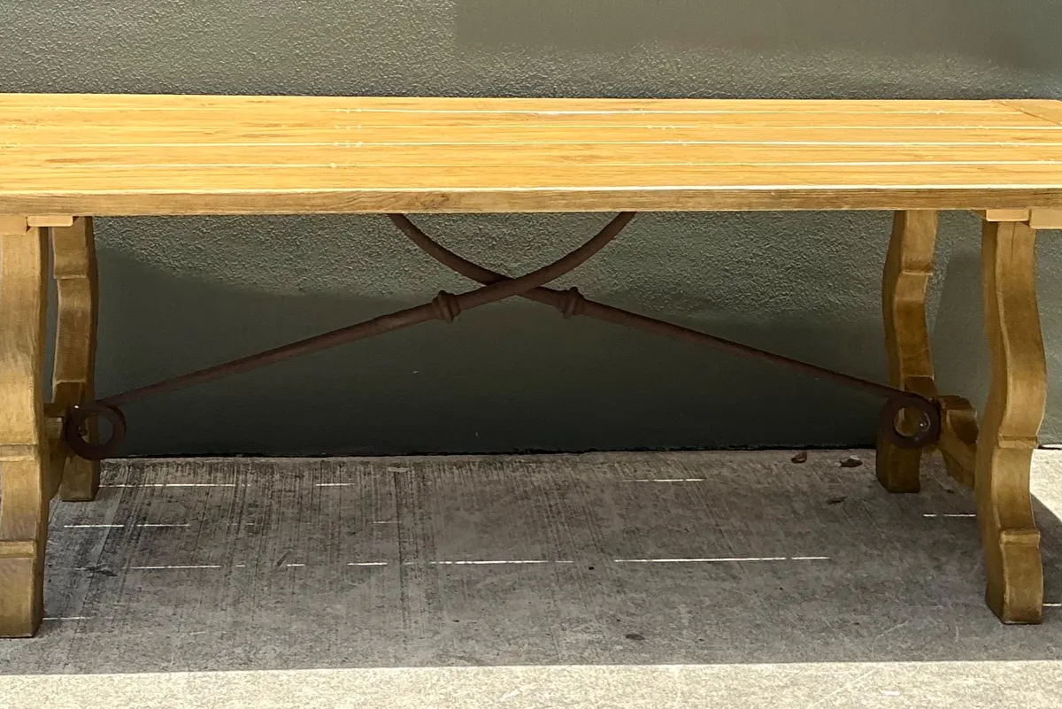 Vintage Wood Lyre Farmhouse Style Table — additional photo 3