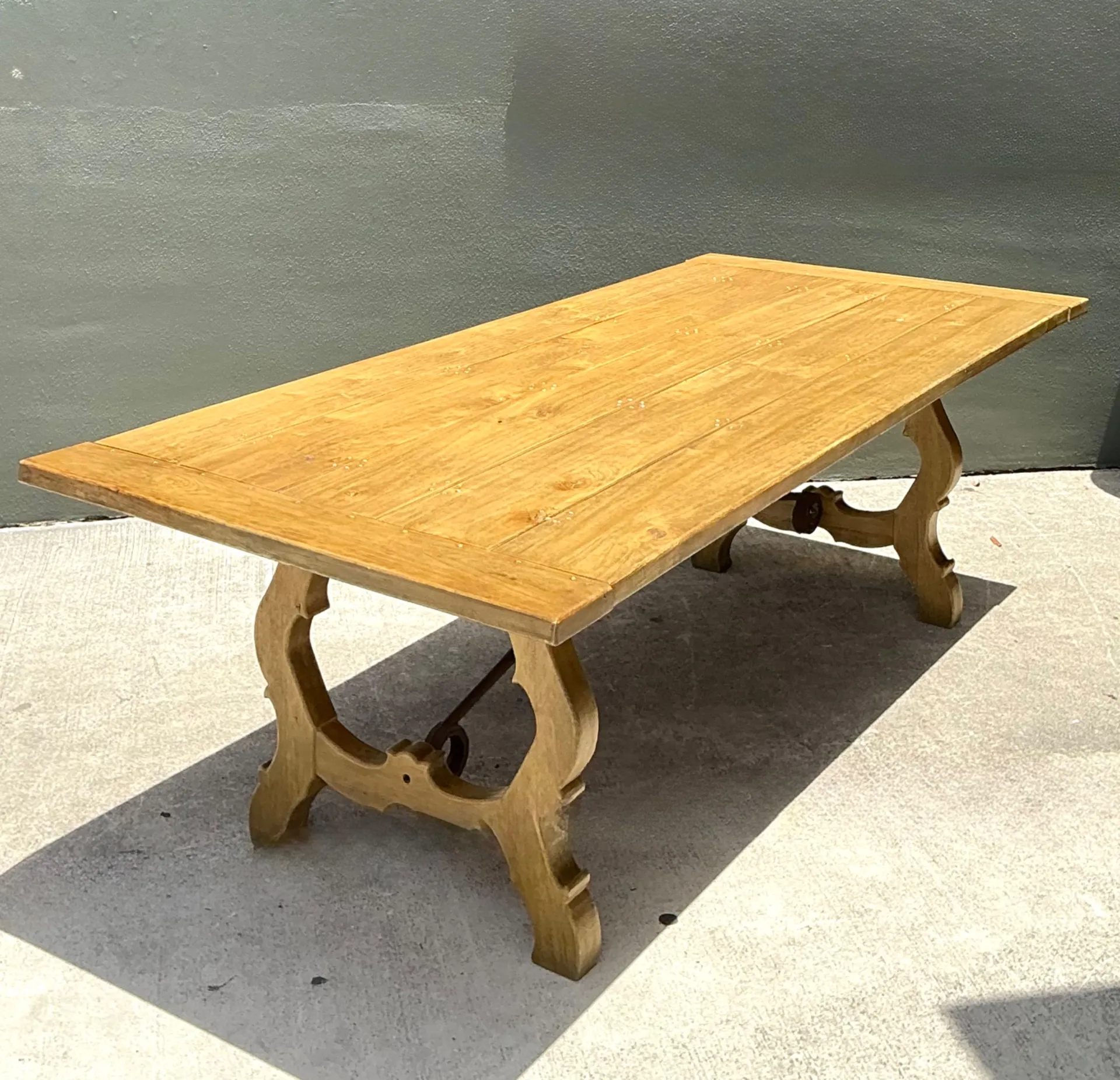 Vintage Wood Lyre Farmhouse Style Table — additional photo 2