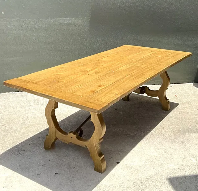 Vintage Wood Lyre Farmhouse Style Table — additional photo 2