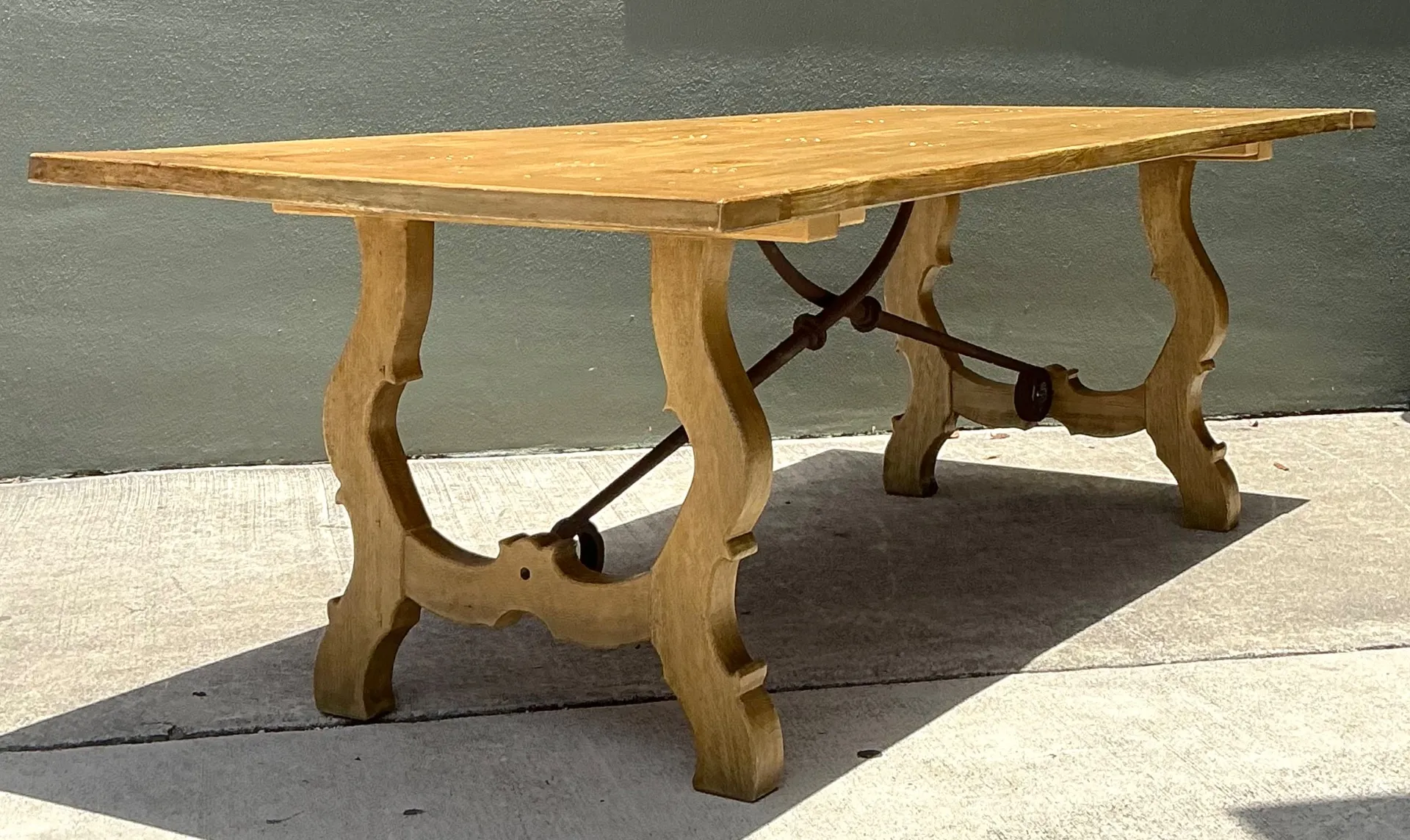 Vintage Wood Lyre Farmhouse Style Table — additional photo 4