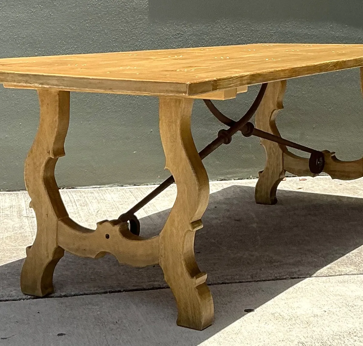 Vintage Wood Lyre Farmhouse Style Table — additional photo 4