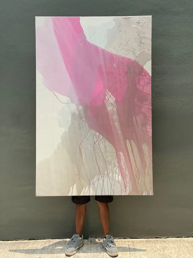 Vintage Monumental Abstract Expressionist Painting on Canvas — additional photo 1