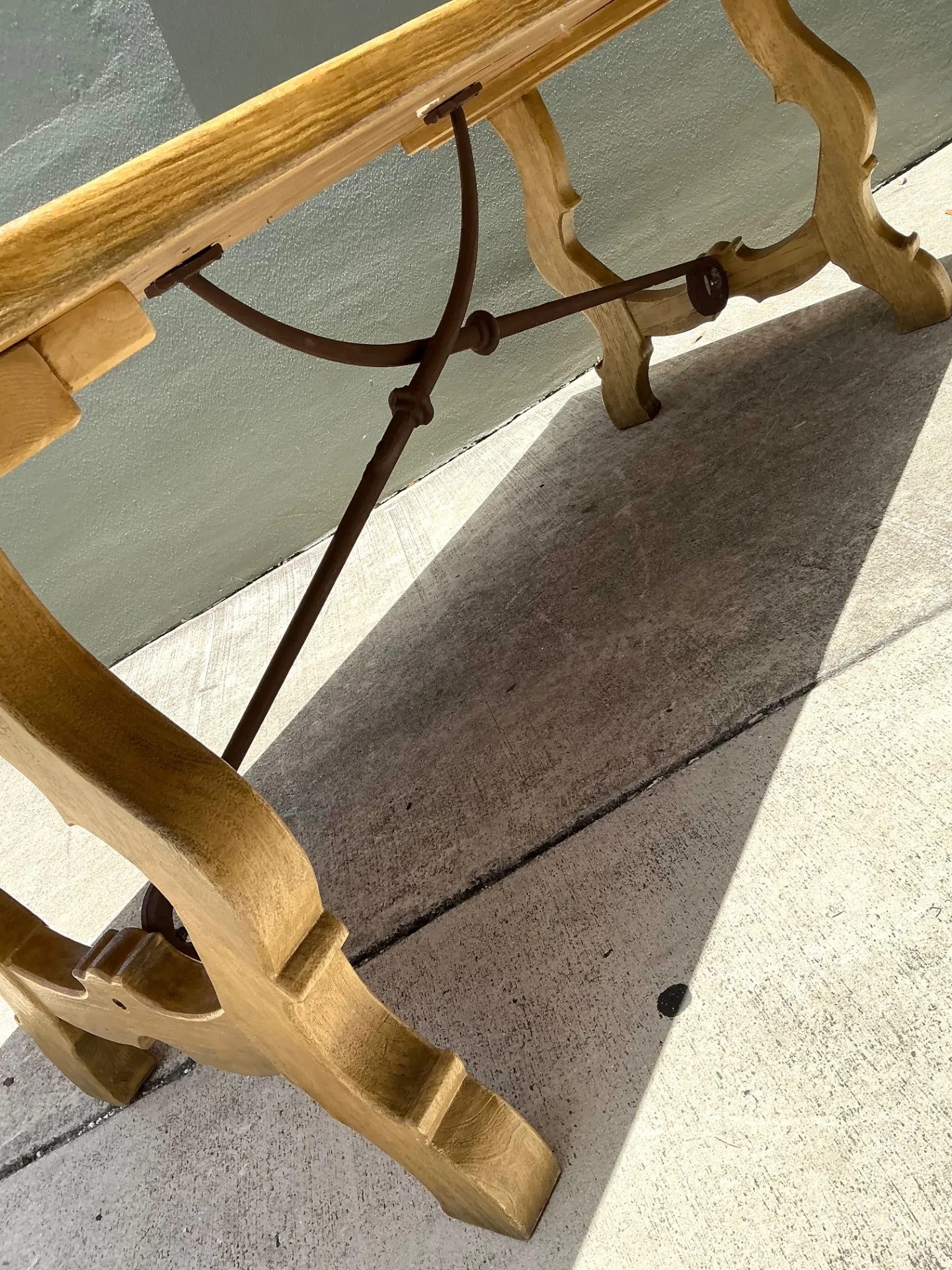 Vintage Wood Lyre Farmhouse Style Table — additional photo 8