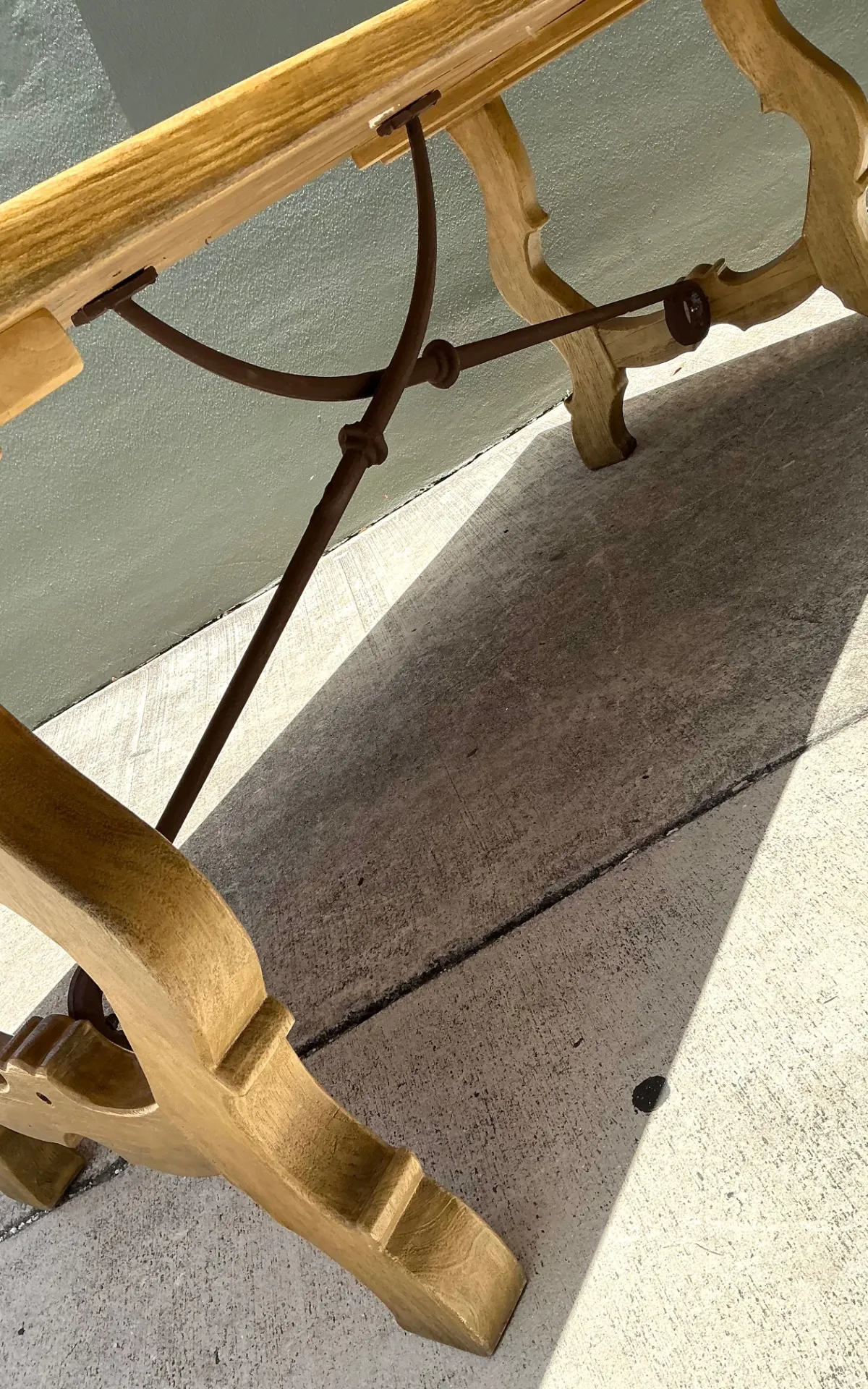 Vintage Wood Lyre Farmhouse Style Table — additional photo 8