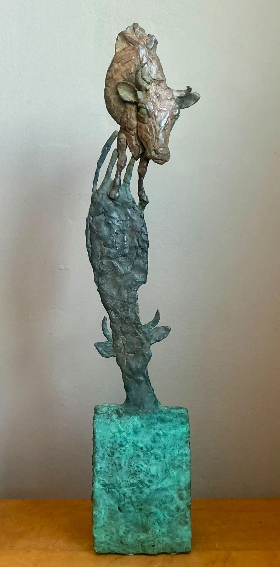 Vintage Sculptural Bronze Bull Statue