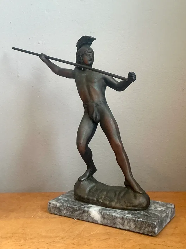 Vintage Sculptural Metal Warrior Figure — additional photo 1