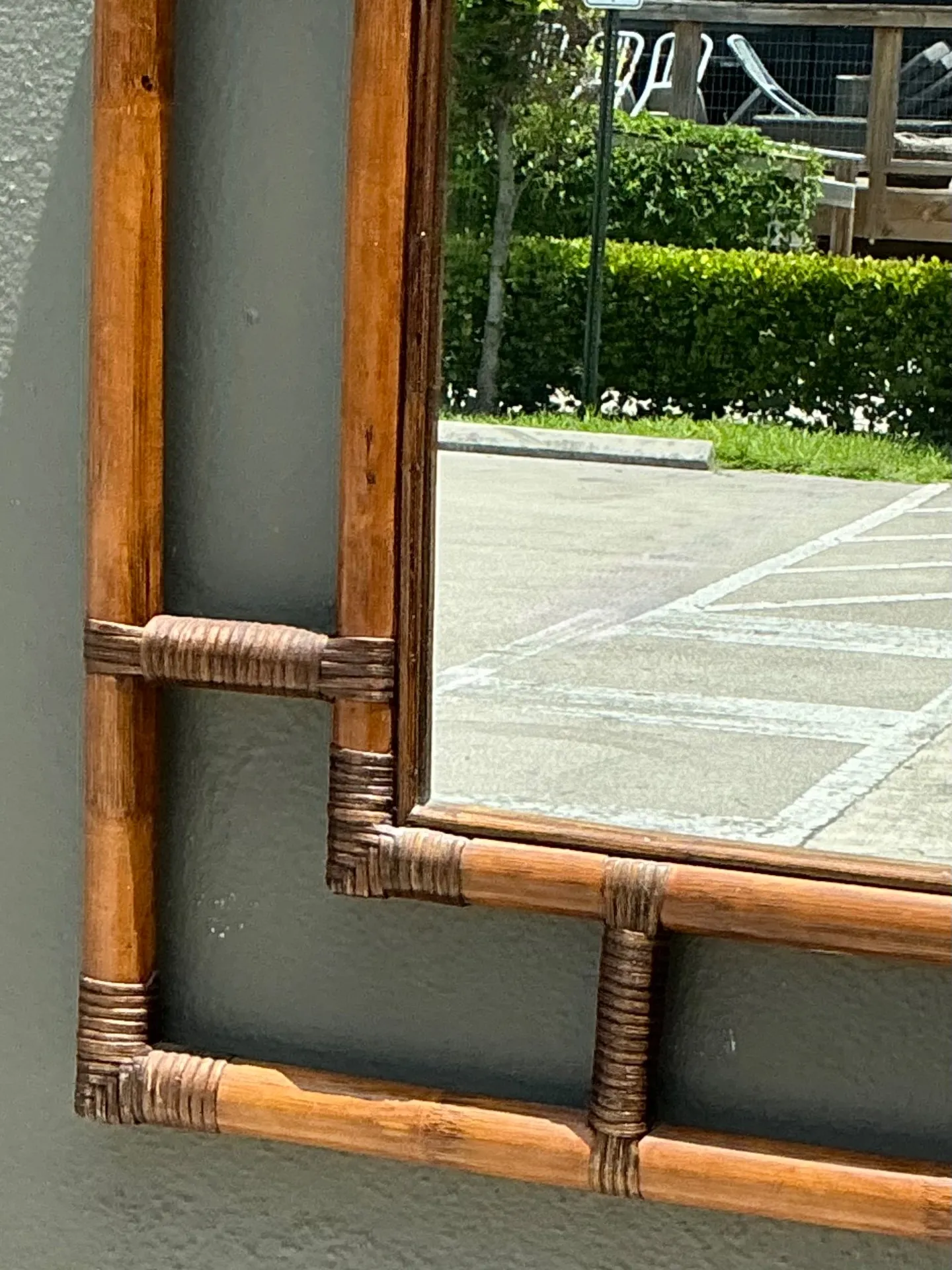 Vintage Rattan Arched Wall Mirror — additional photo 7