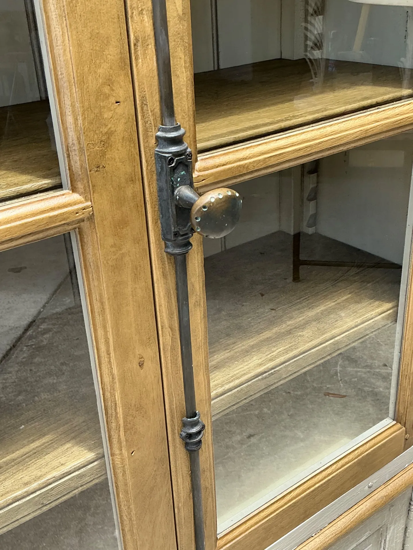 Vintage Distressed Wood and Glass Tall Cabinet — additional photo 4