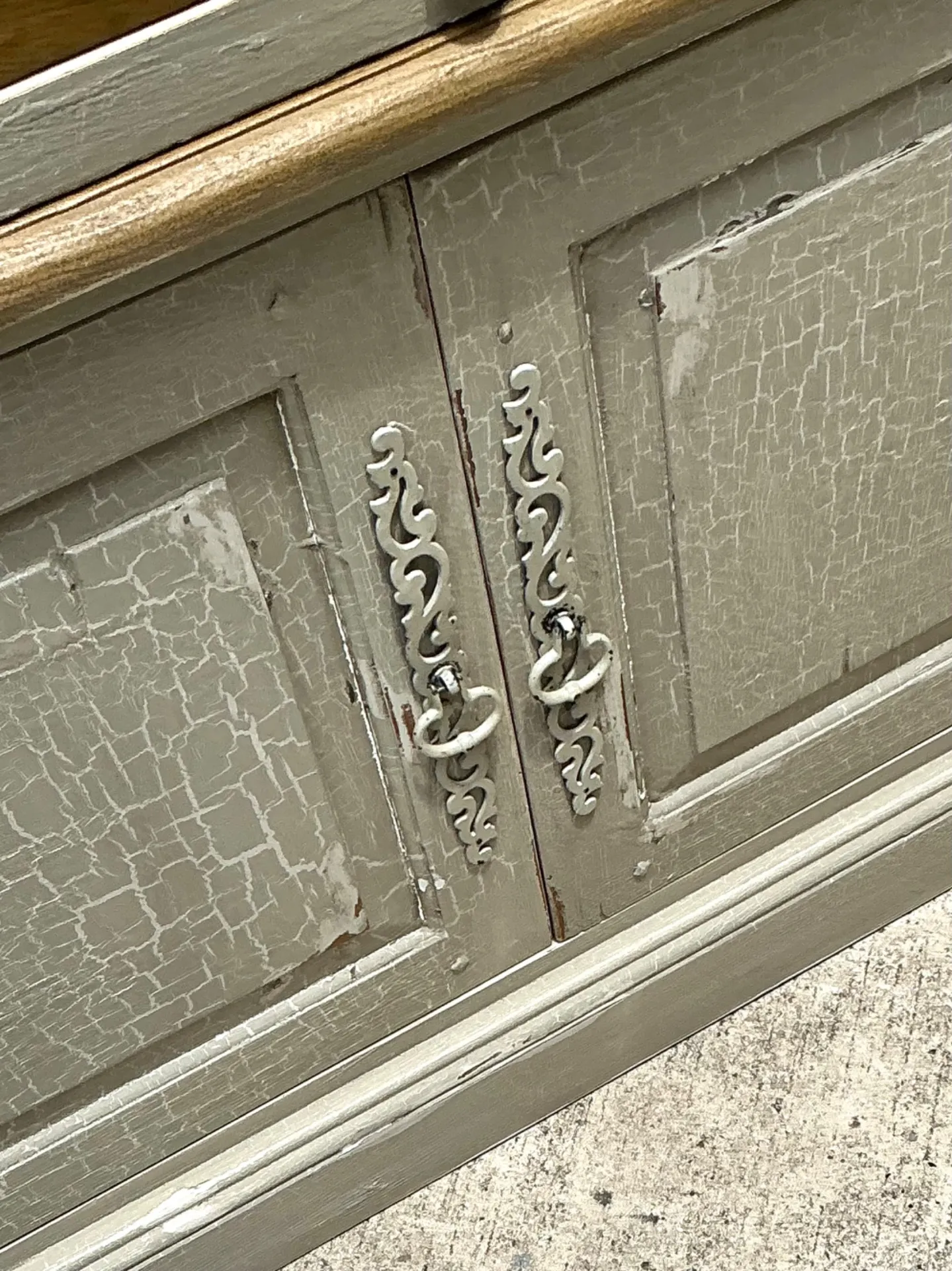 Vintage Distressed Wood and Glass Tall Cabinet — additional photo 6