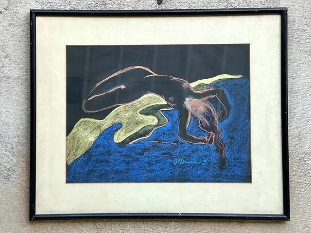 Vintage Abstract Nude Pastel Drawing — additional photo 2
